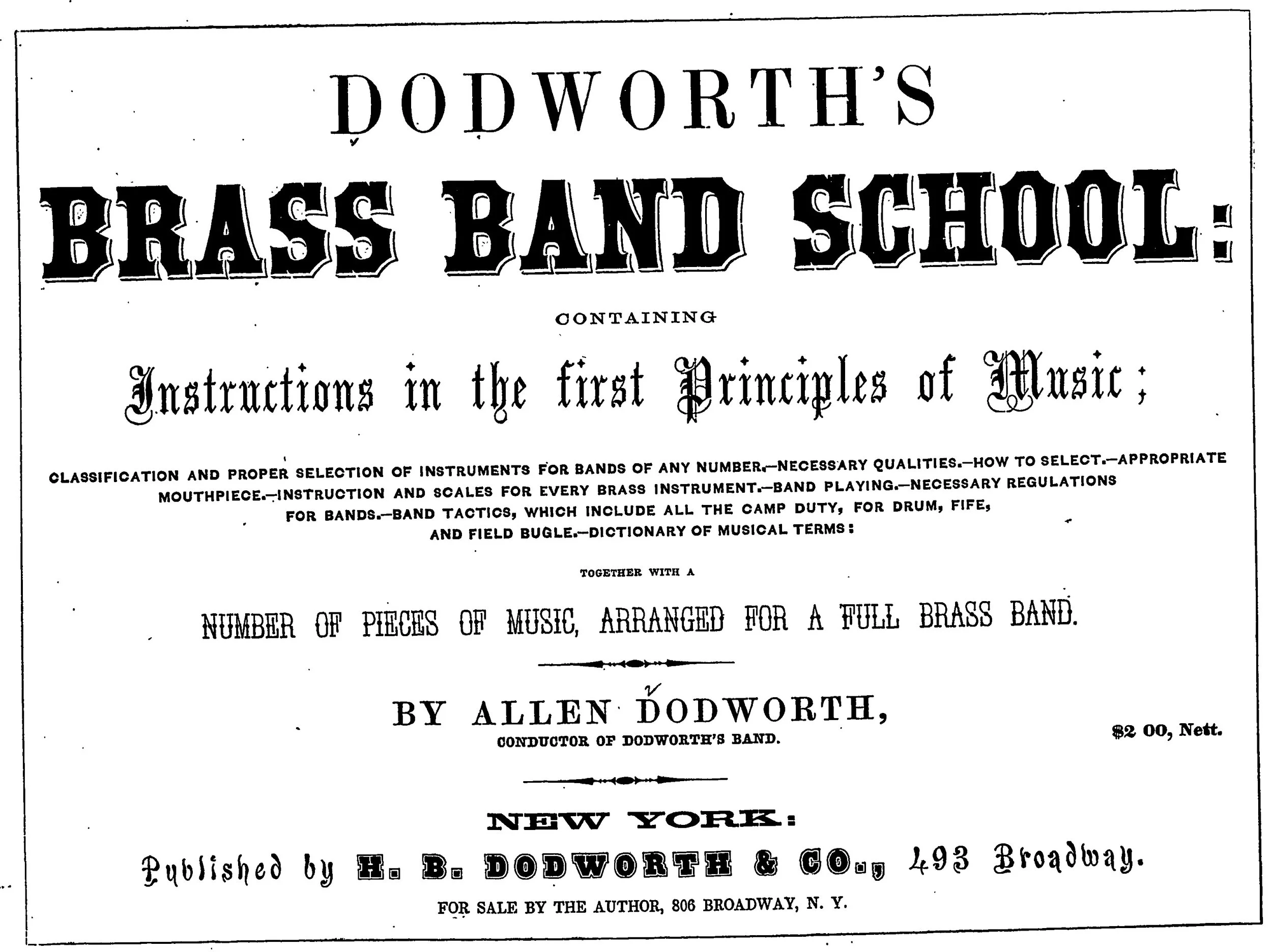 Dodworth's Brass Band School (1853) - COMPLETE ARRANGEMENT SET