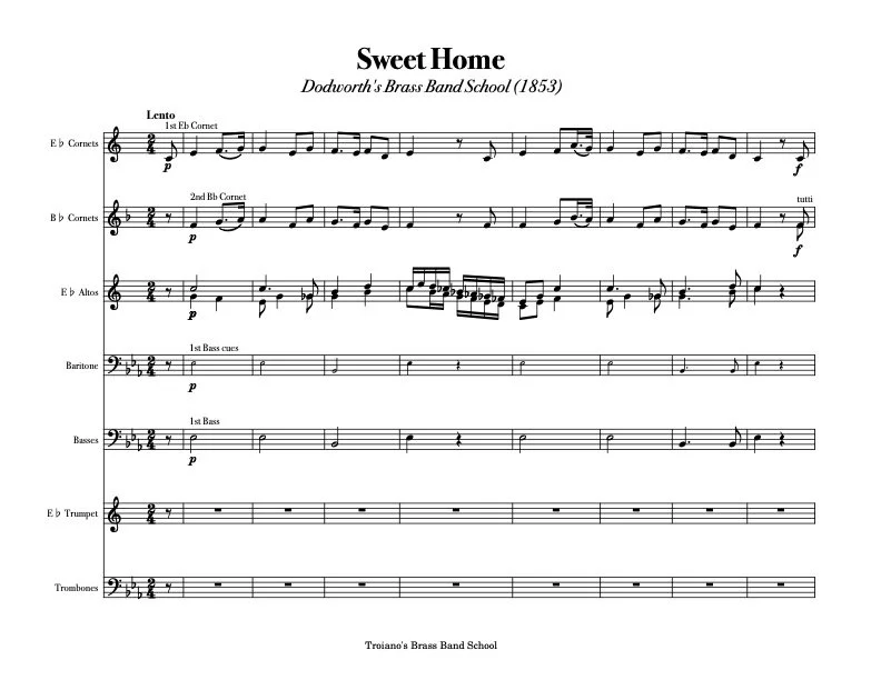 Sweet Home from Dodworth's Brass Band School (1853)