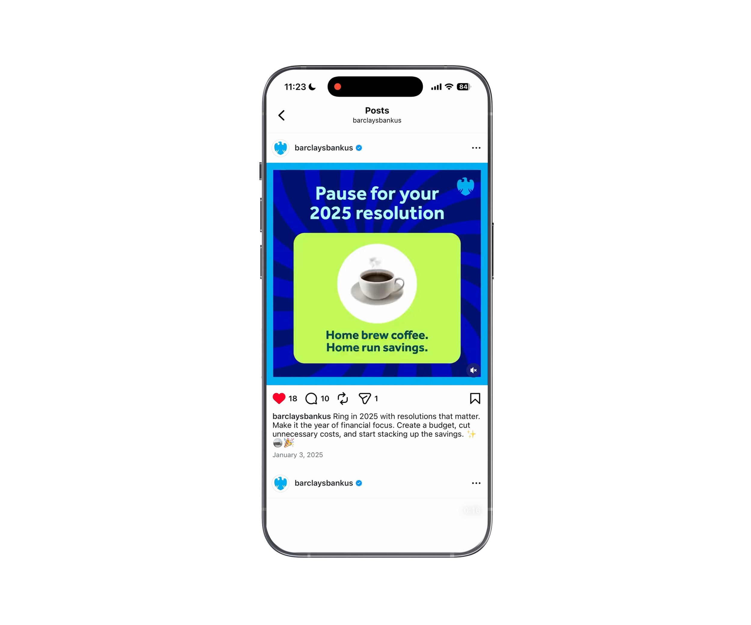 Barclays Bank US — "New Year Resolutions" Instagram Post