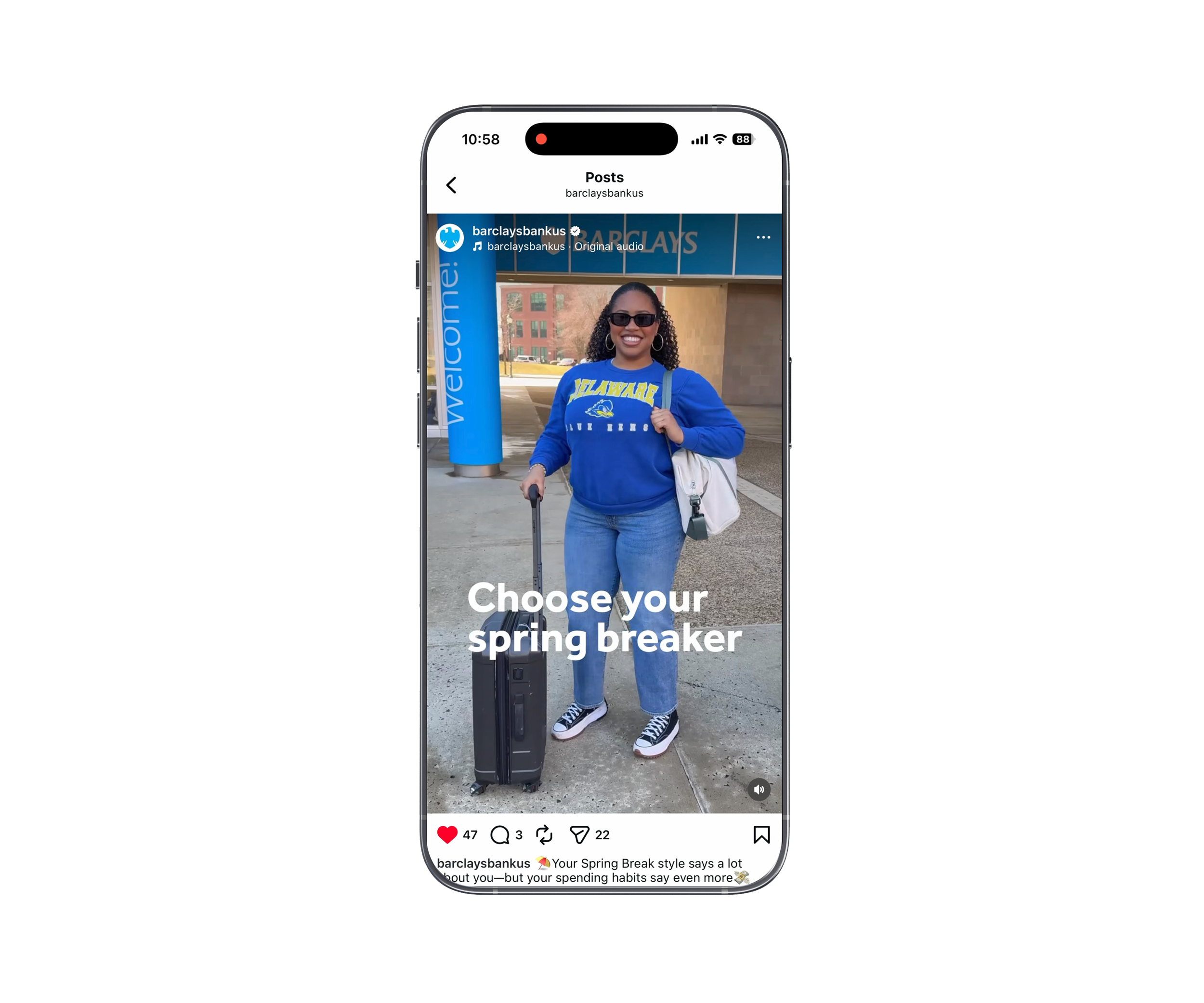 Barclays Bank US — "Choose Your Spring Breaker" Instagram Post