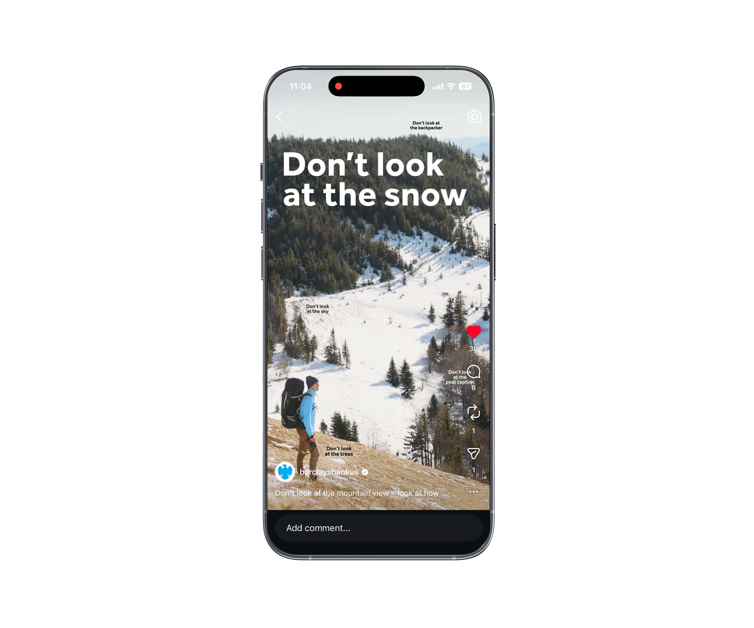 Barclays Bank US — "Don't Look" Instagram Post