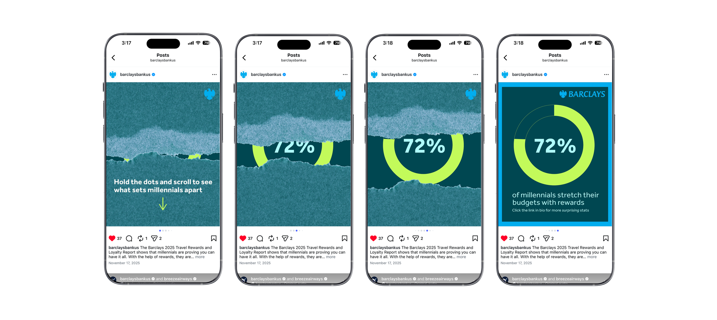 Barclays Bank US  —  "Travel Rewards & Loyalty Report"
Instagram Post