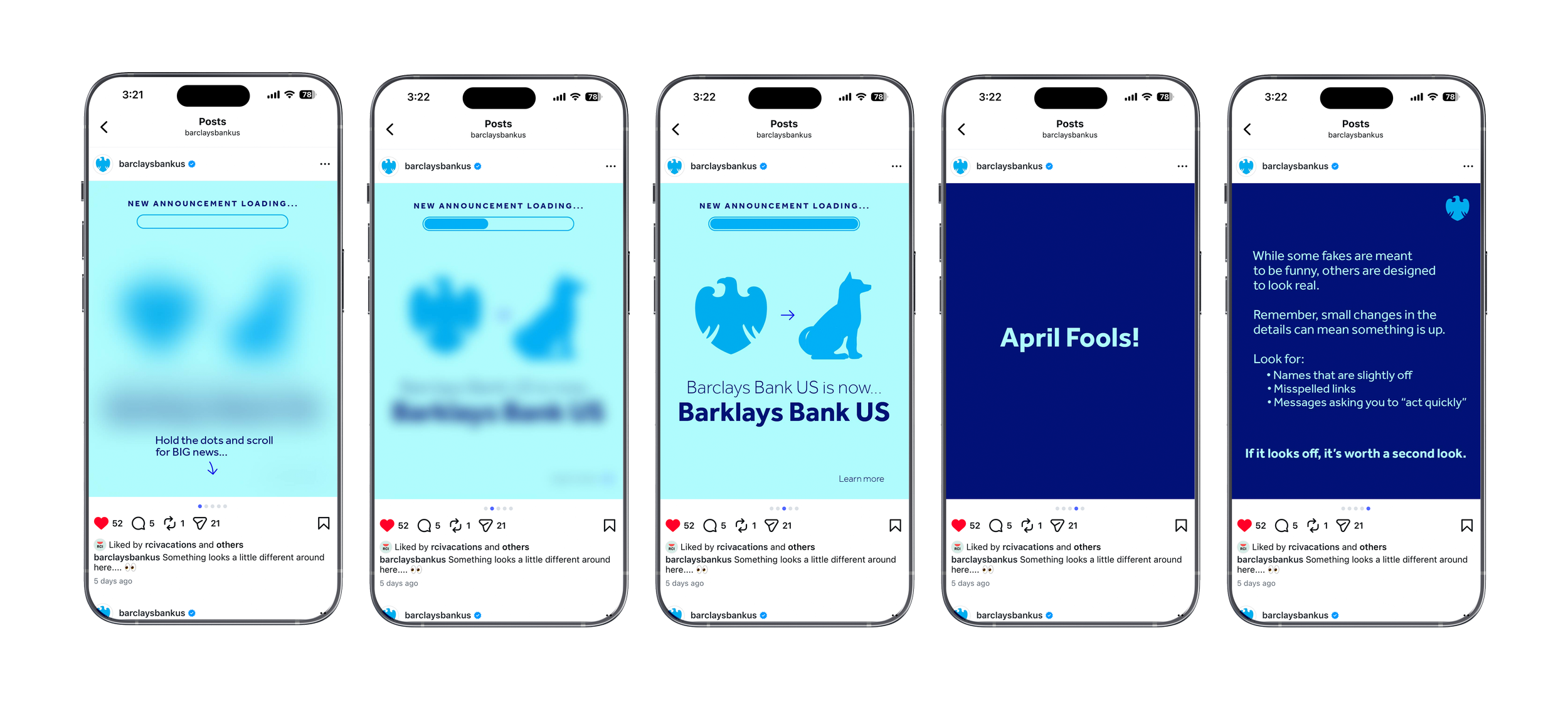 Barclays Bank US  —  "April Fools Day"
Instagram Post
