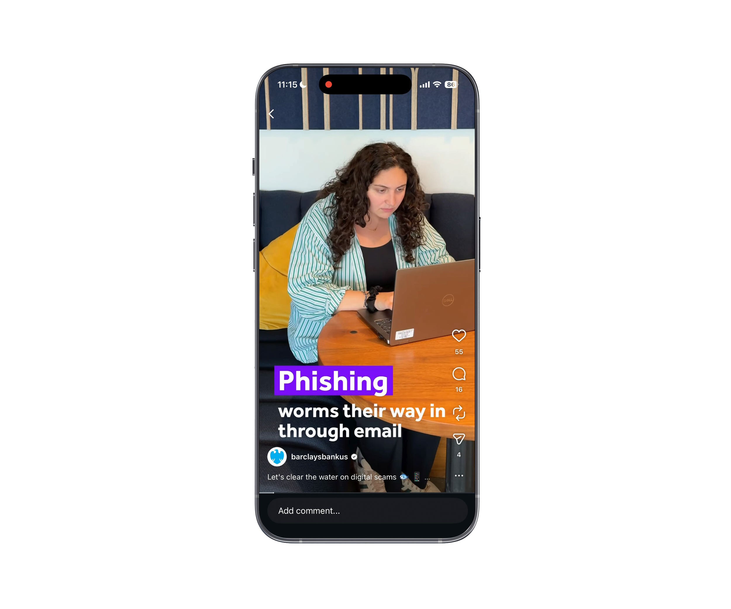 Barclays Bank US — "Phishing vs. Vishing" Instagram Post