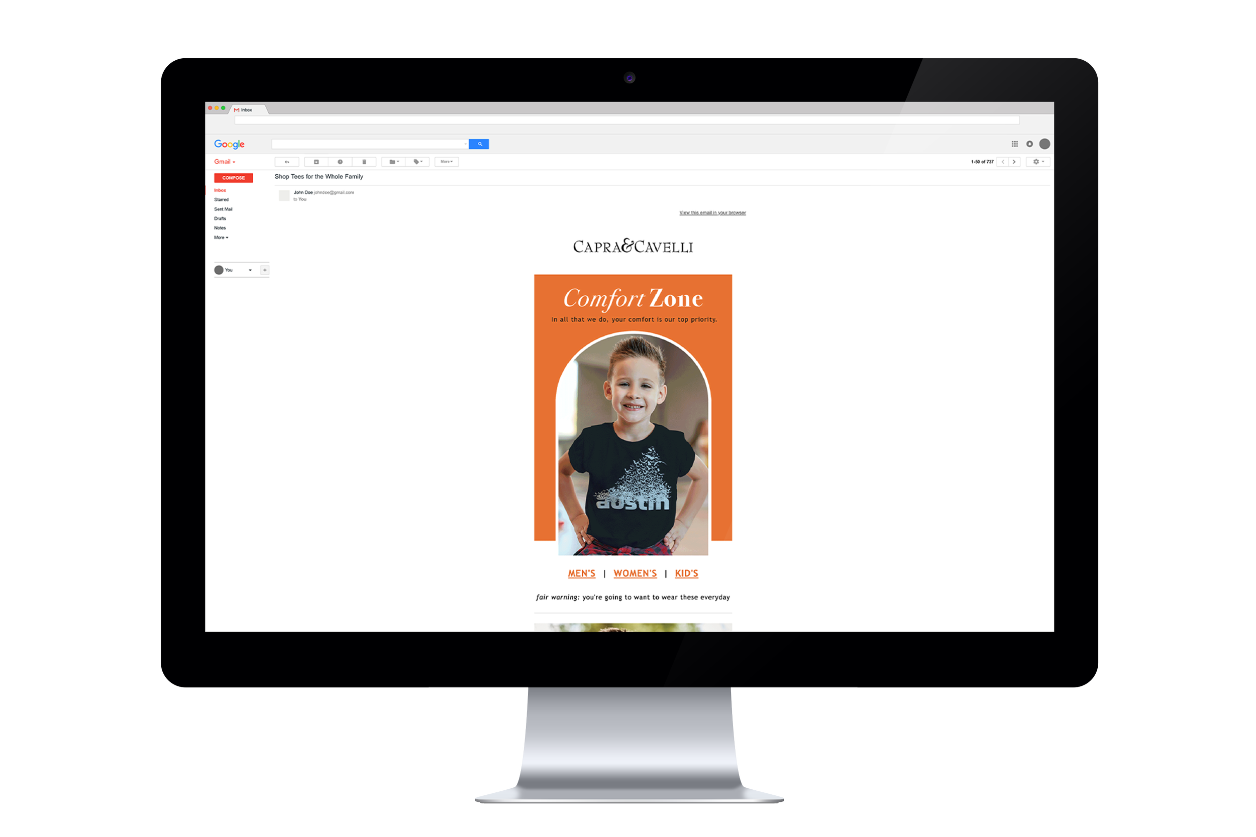 Capra & Cavelli – "Comfort Zone" Email