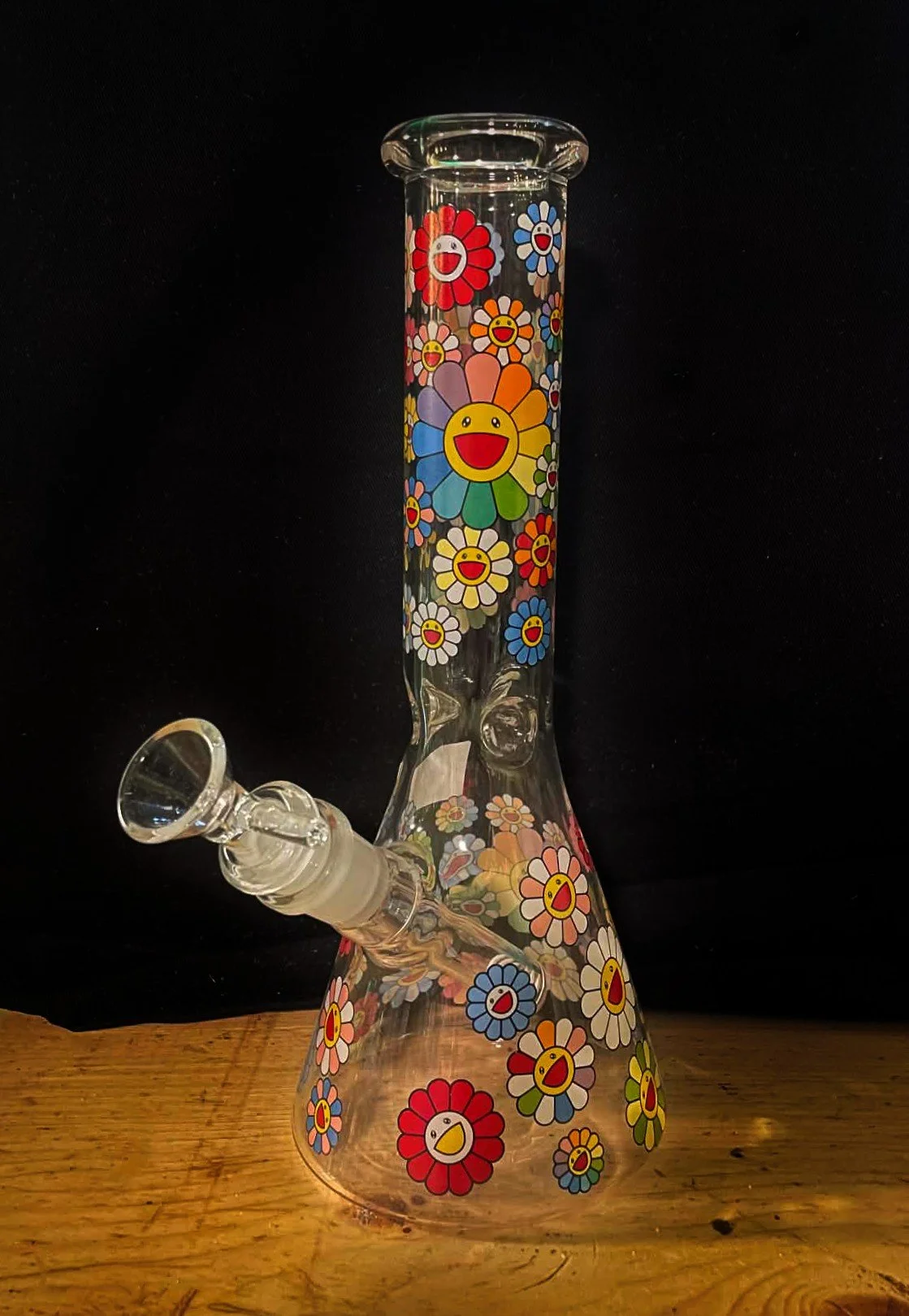 Flower Power Smiley Beaker Bong