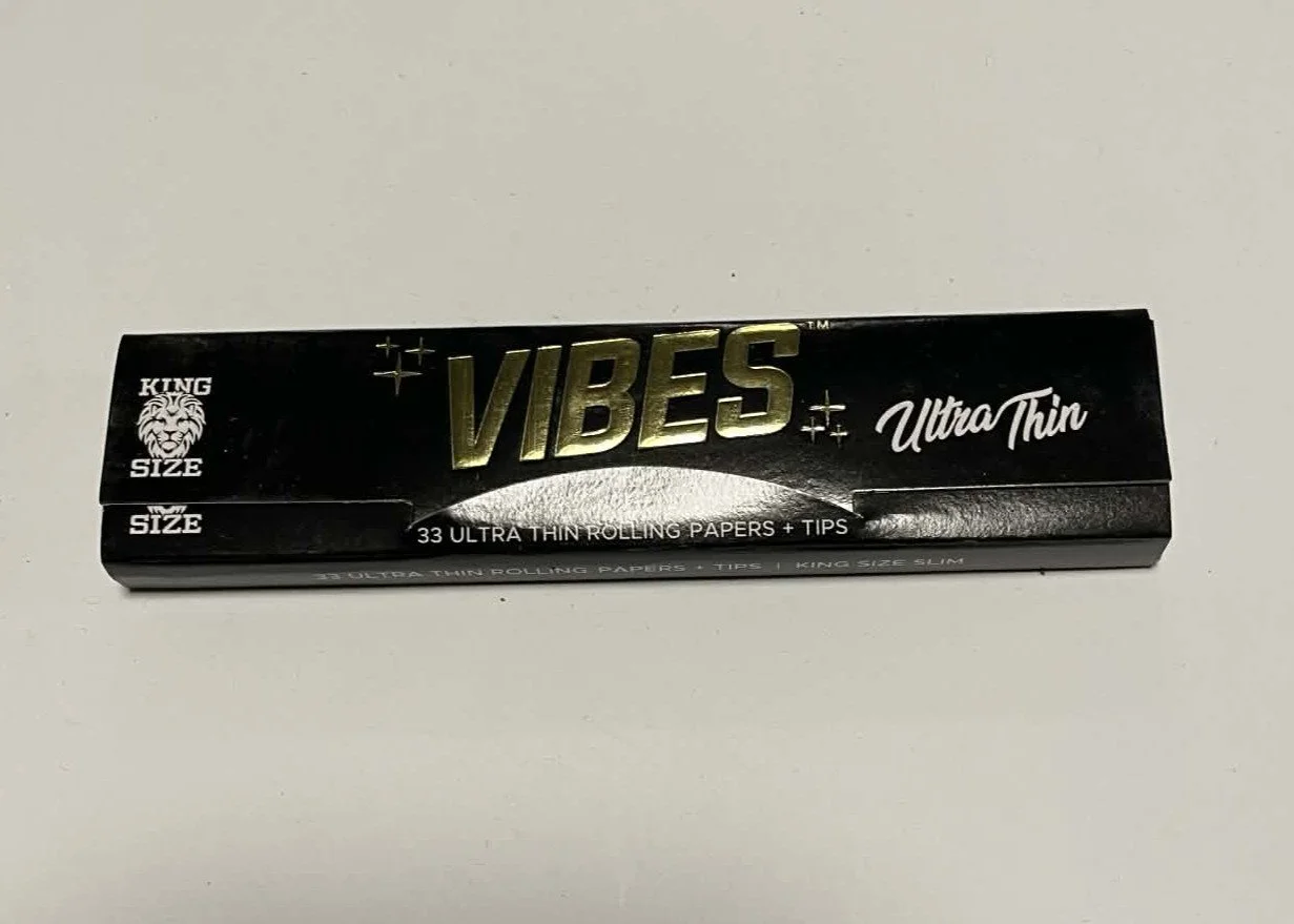 VIBES Ultra Thin Rolling Papers + Tips (King Size Slim)