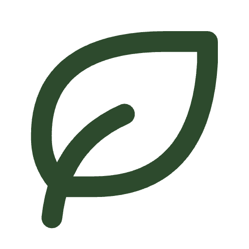 Simple green leaf icon on black background