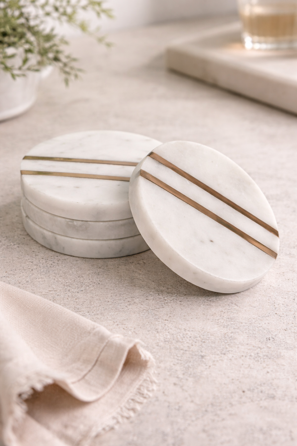 White Marble Coasters – Set of 4