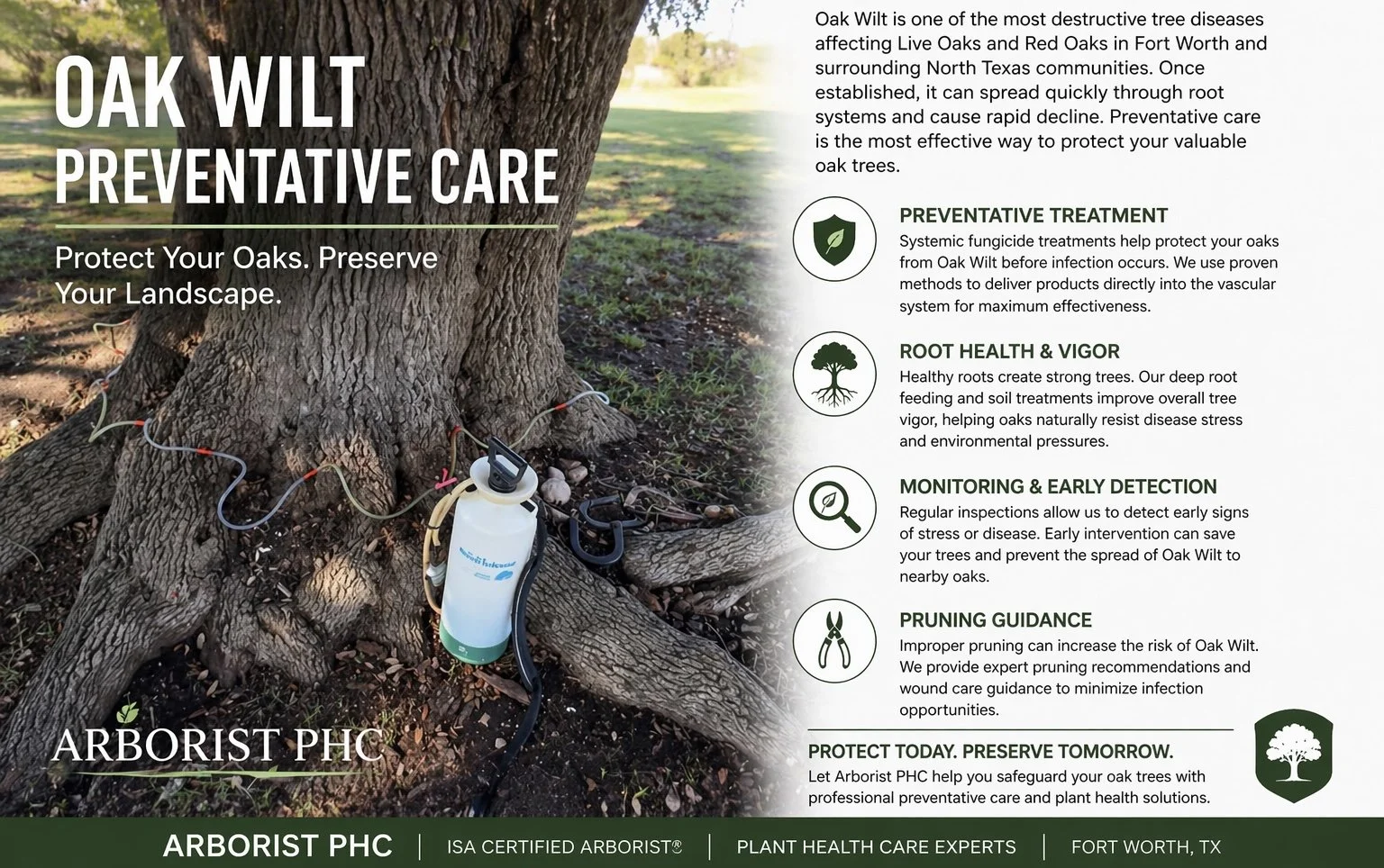 Oak Wilt Preventative Care for Live Oak &amp; Red Oak Trees in Fort Worth, TX