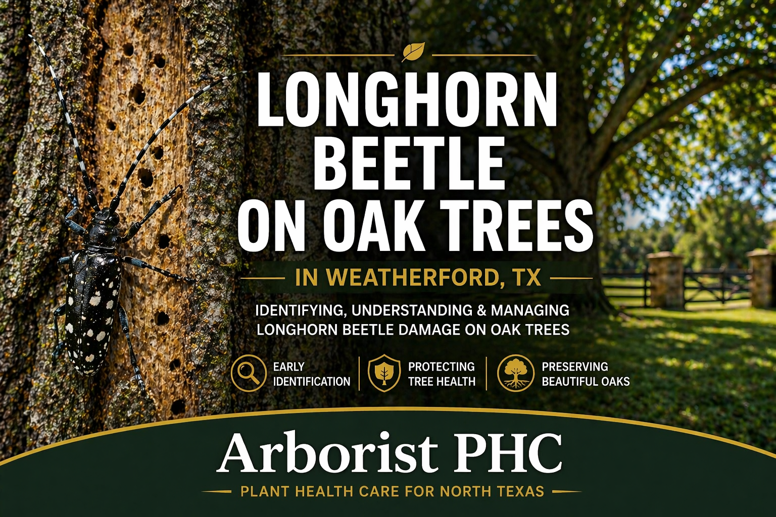 Longhorn Beetle Damage on Oak Trees in Weatherford TX 