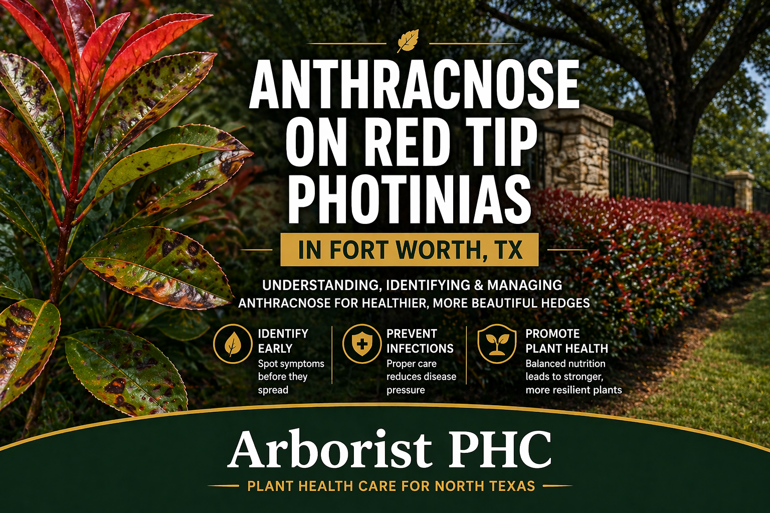 Anthracnose Red Tip Photinias Fort Worth TX | Hedge Disease Treatment