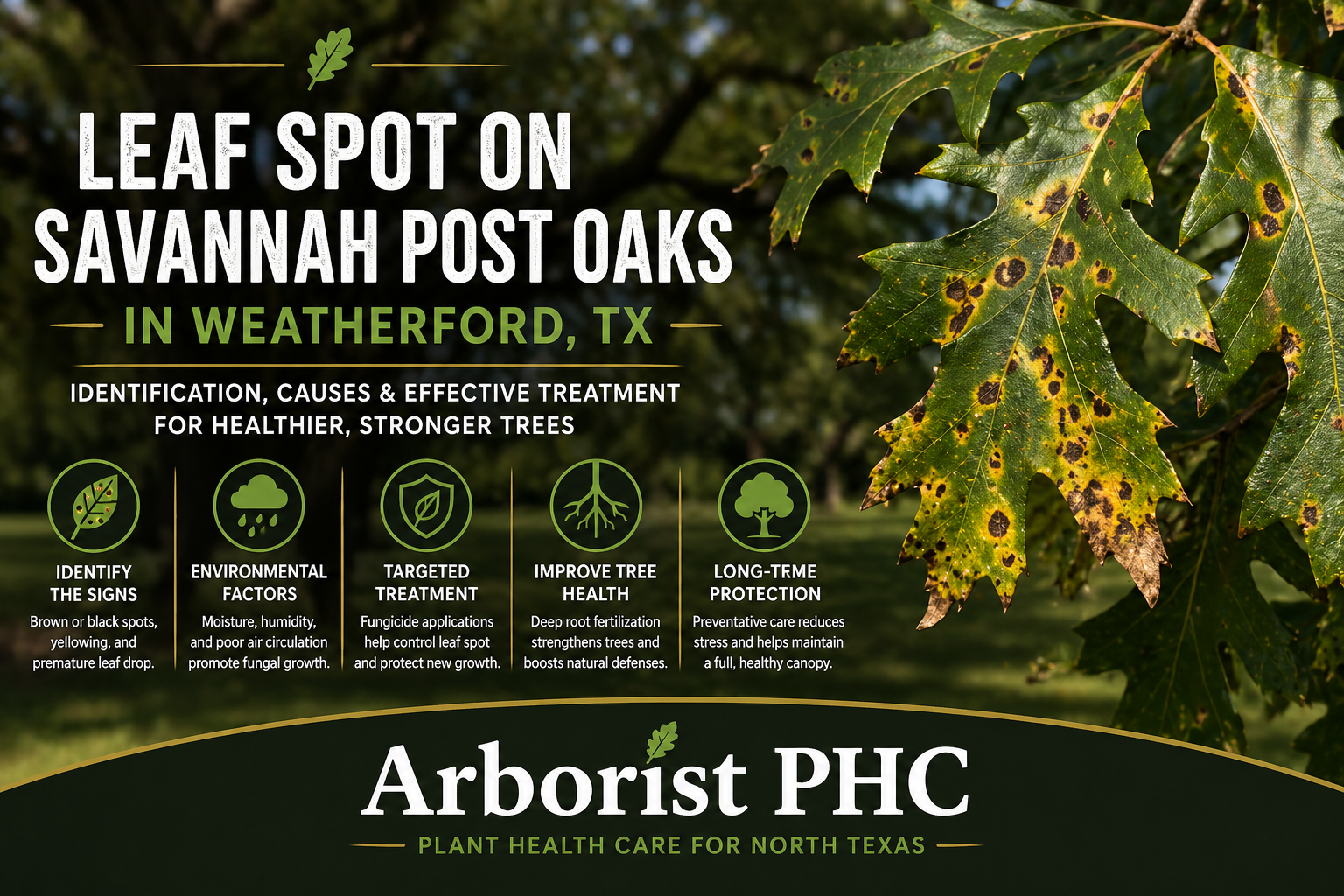 Leaf Spot on Savannah Post Oak Trees in Weatherford TX