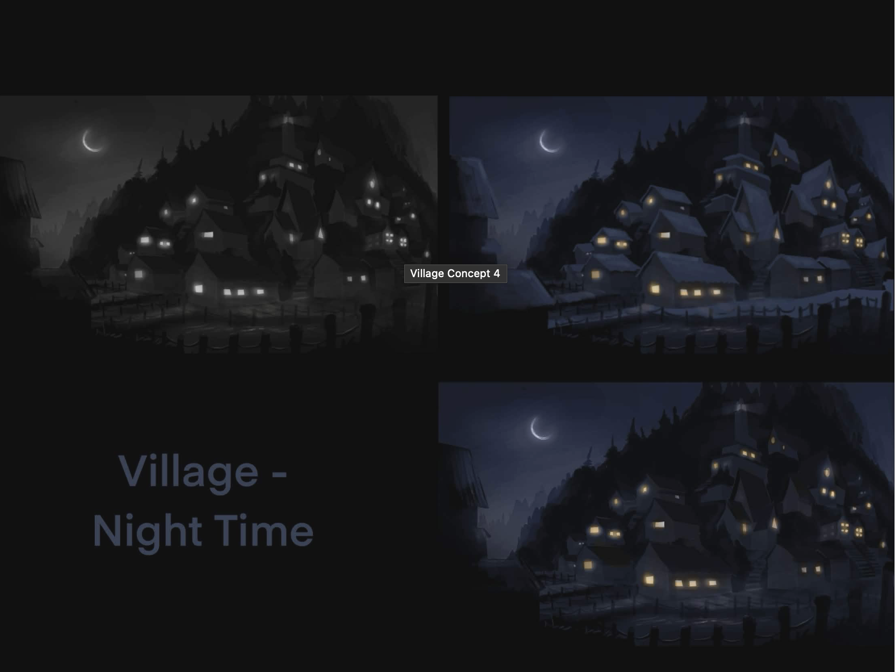 Concept of Kitra's village at night. 