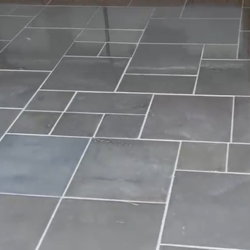 Blue stone tile paving installation in Melbourne with French Pattern