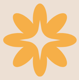 Orange flower-shaped design on a beige background
