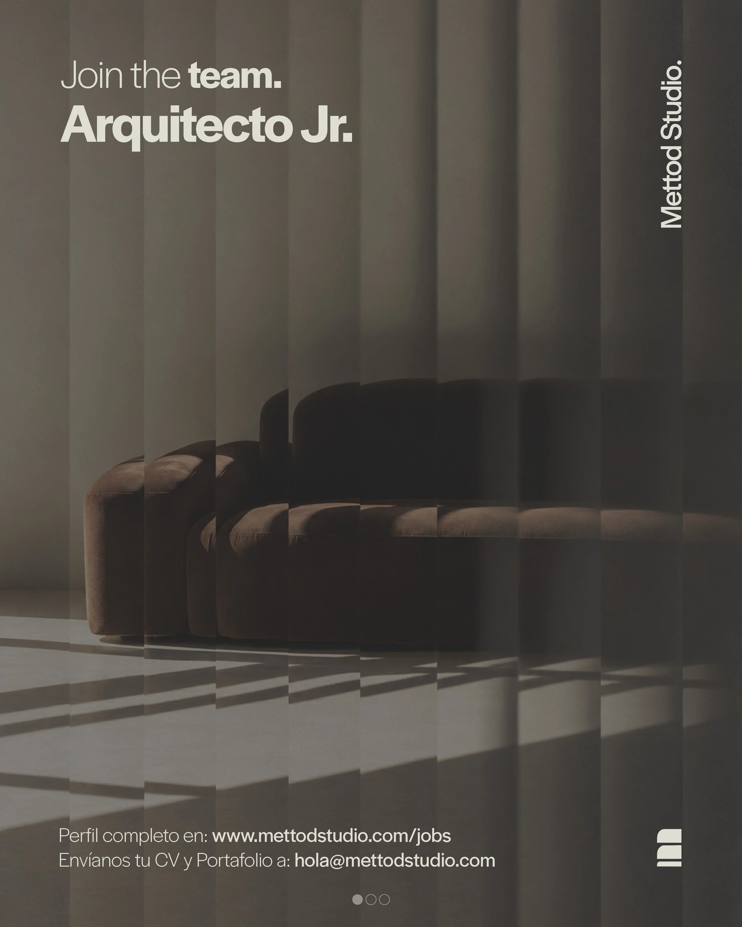 Mettod est&aacute; creciendo, y estamos buscando talento para hacerlo con nosotros.  Abrimos dos vacantes: -Arquitecto Jr. -Becario de Arquitectura 
Buscamos perfiles con criterio, curiosidad y ganas de involucrarse en cada etapa de los proyectos: ap