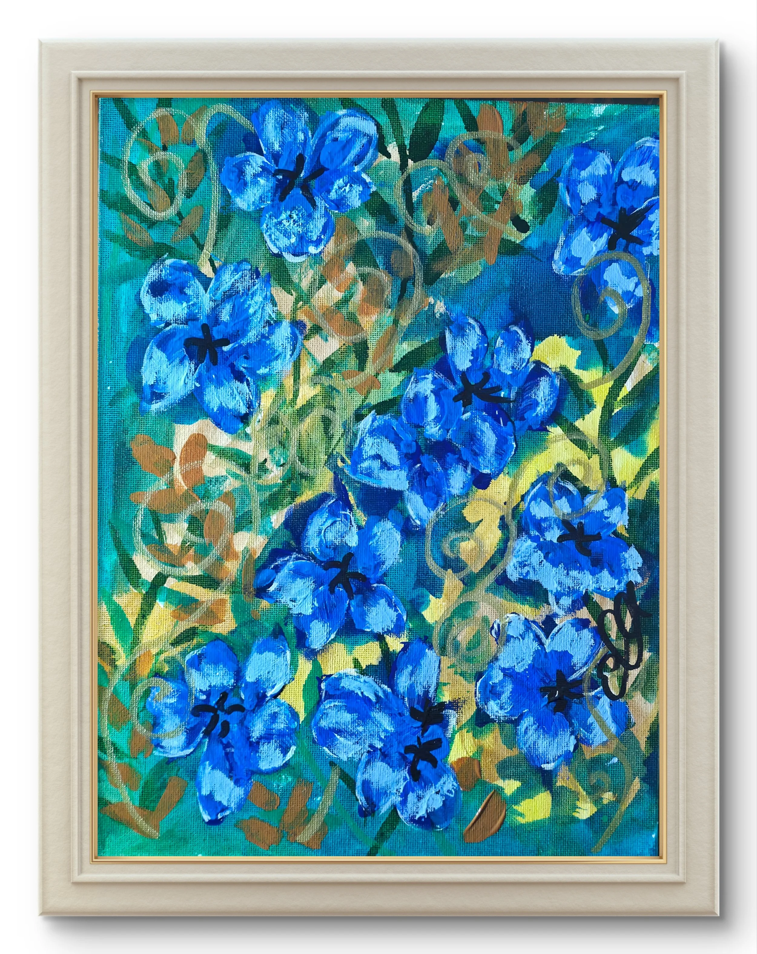 Triptych Blue Flowers
Size 31x23cm each
Acrylic ink and Aycrlic paint