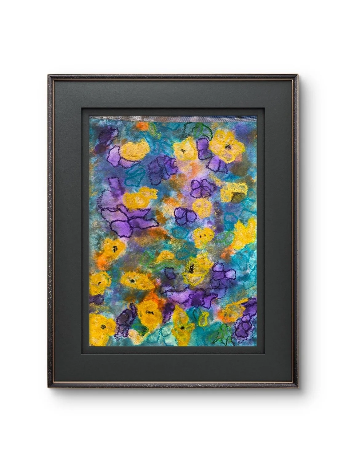 Golden flowers
Size A3
Acrylic ink and oil pastel
300gsm cotton paper 