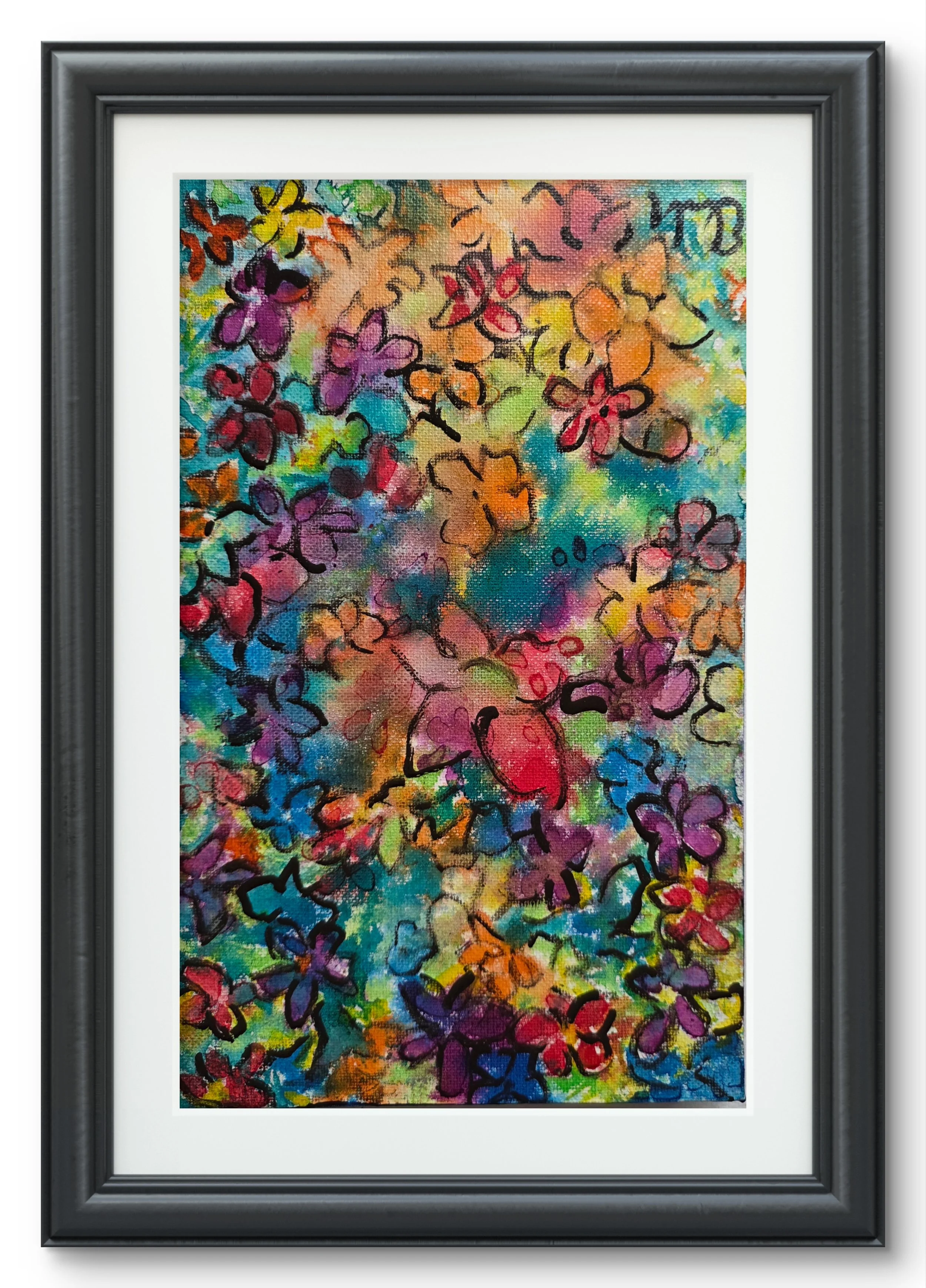 Multi colour blooms
Size A4
Acrylic ink and acrylic paint
