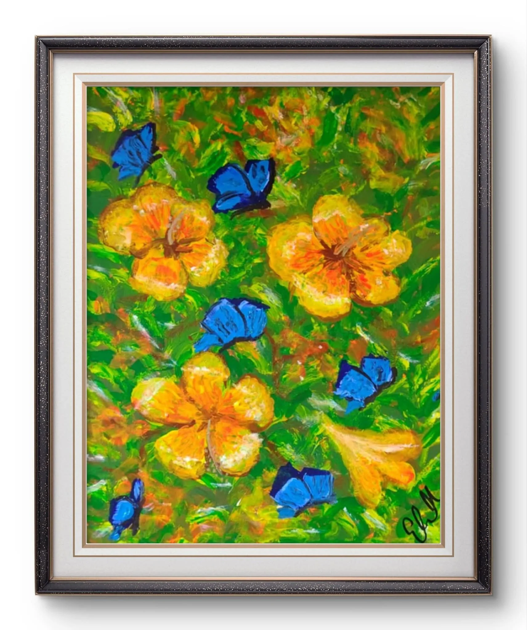 Hibiscus flowers and Ulysses Butterflies 
Size 50cmx40cm
Acrylic paint
SOLD