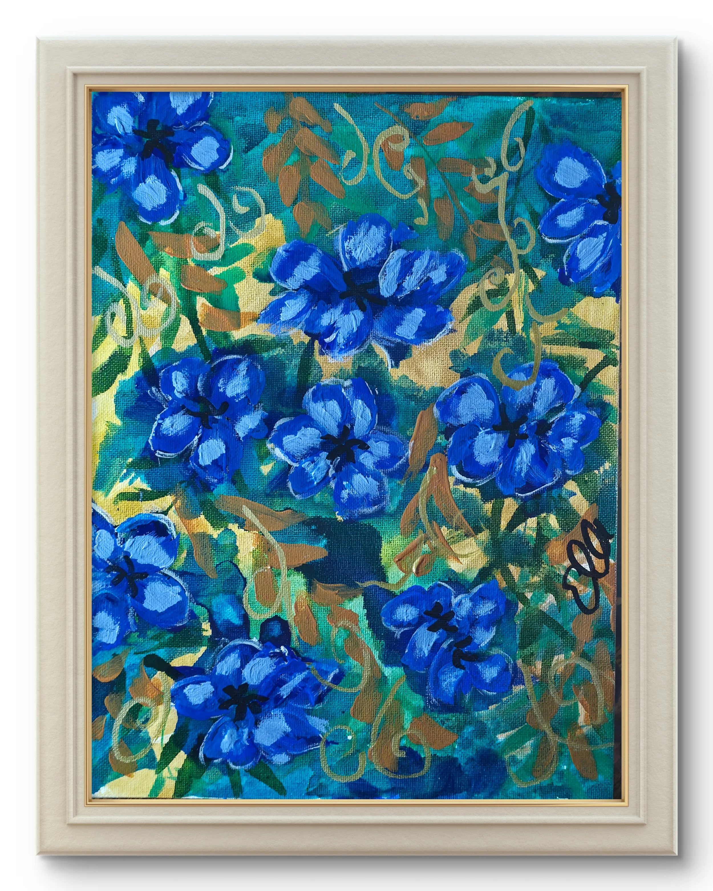 Triptych Blue Flowers
Size 31x23cm each
Acrylic ink and Aycrlic paint