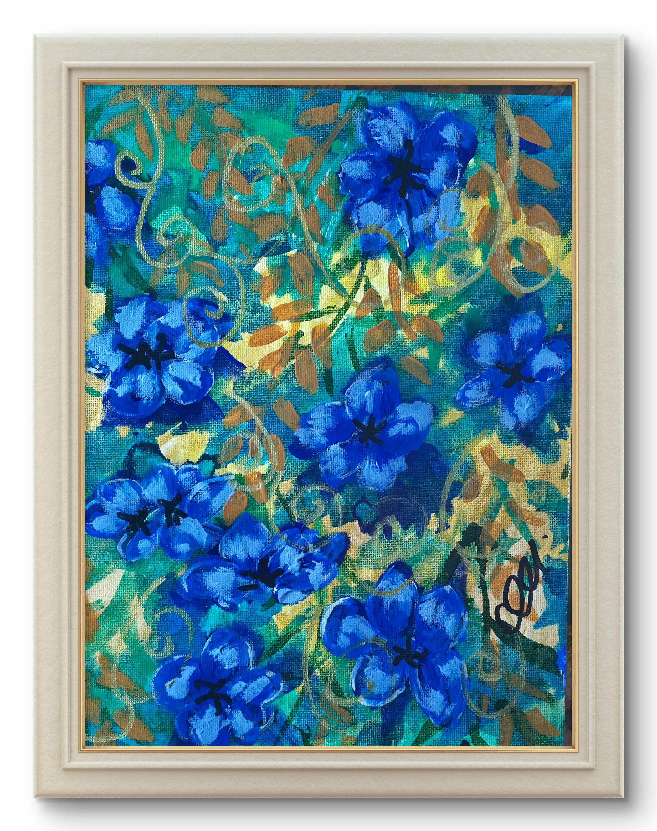 Triptych Blue Flowers
Size 31x23cm each
Acrylic ink and Aycrlic paint