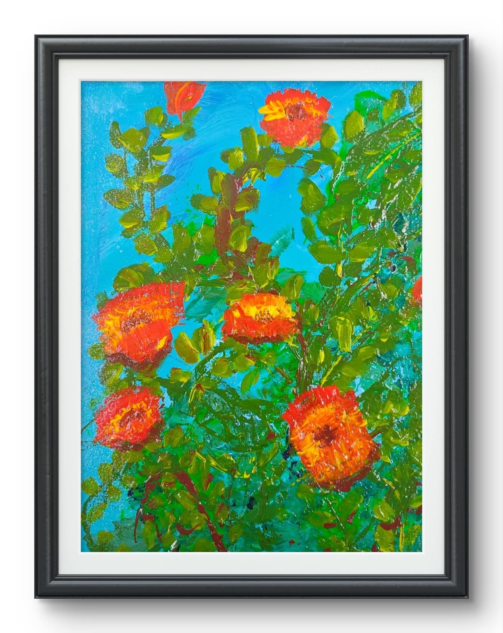 Diptych  Blooms
200gsm cotton paper 
Size A4
Acrylic ink and acrylic paint