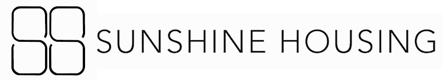 Sunshine Housing logo with stylized sun design and modern font