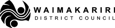 Waimakariri District Council logo with stylized black and white wave design