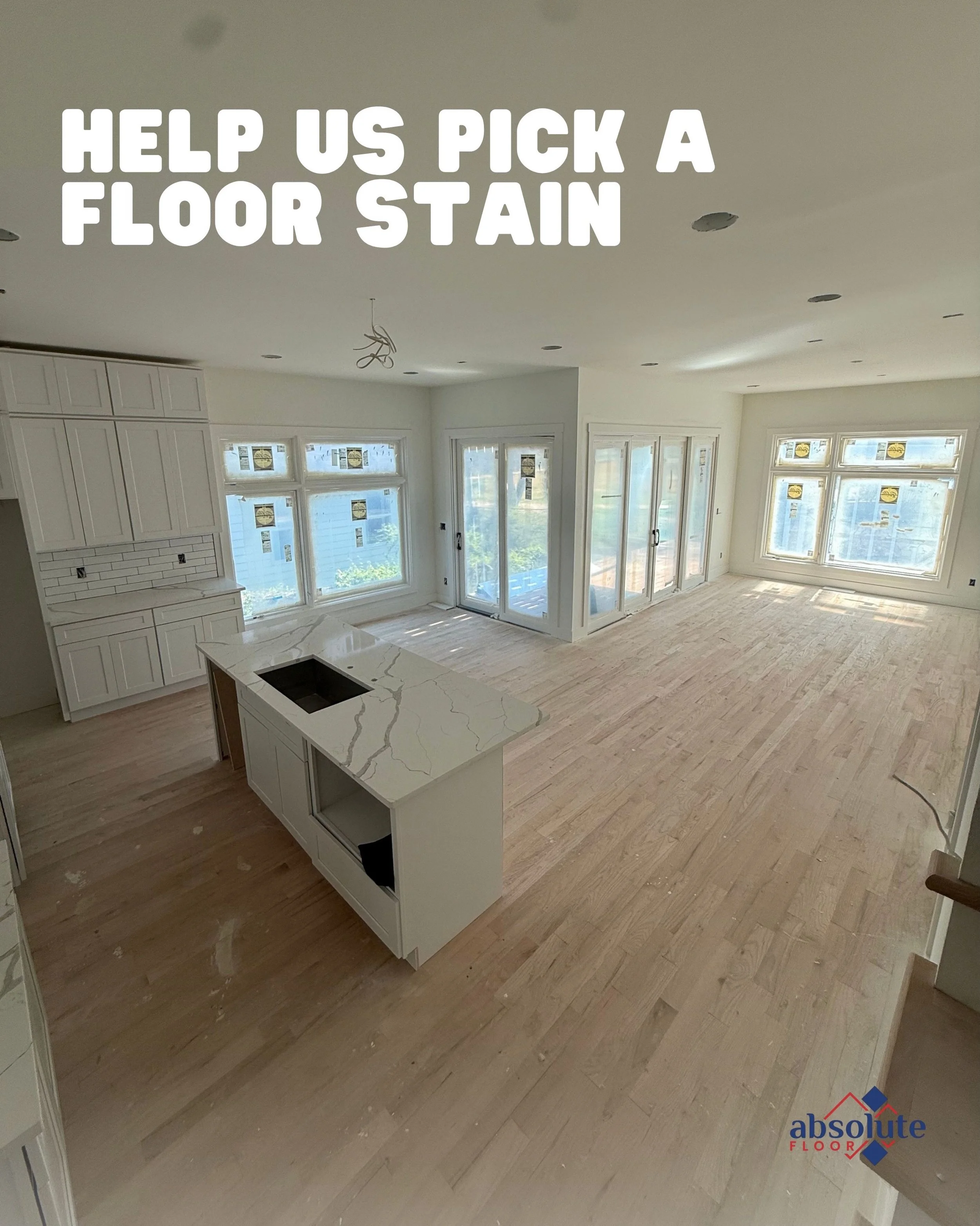 Same space, four different looks!

We&rsquo;re getting ready to stain these beautiful hardwood floors, and we need your help choosing the perfect finish!

From the warm, natural tones of Light Oak to the rich, moody look of Deep Chestnut, each stain 