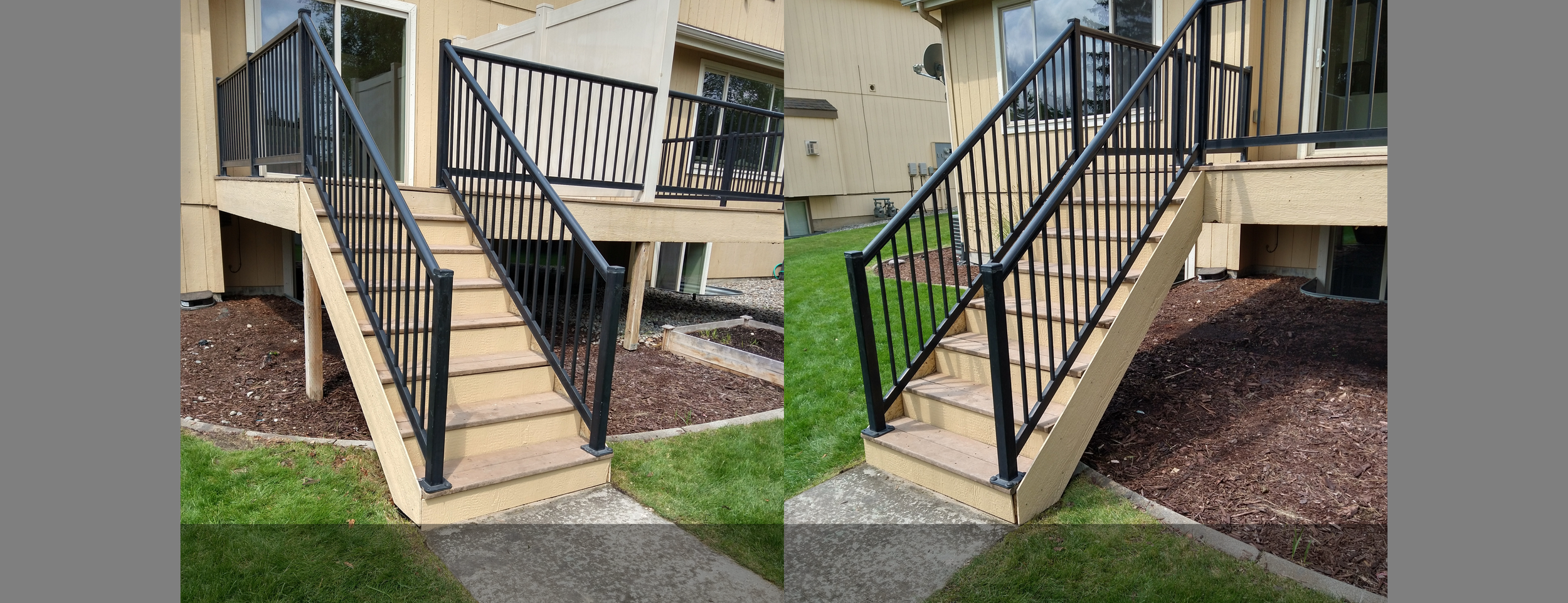Pictures of the completed repair and restoration job Mike did on a client's rotten outside staircase