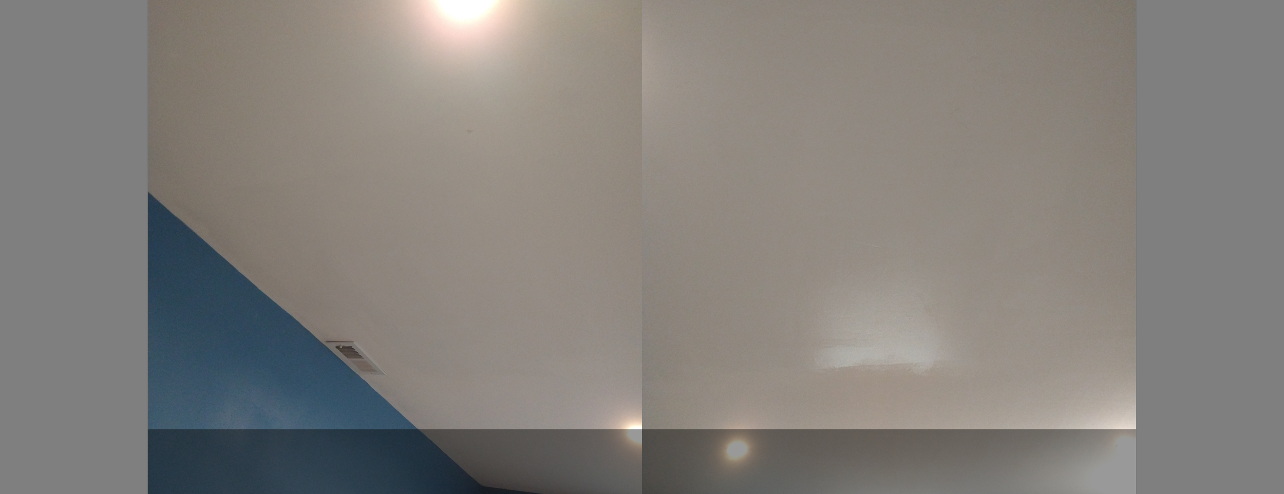Pictures of the completed second story ceiling patch job Mike did for a client