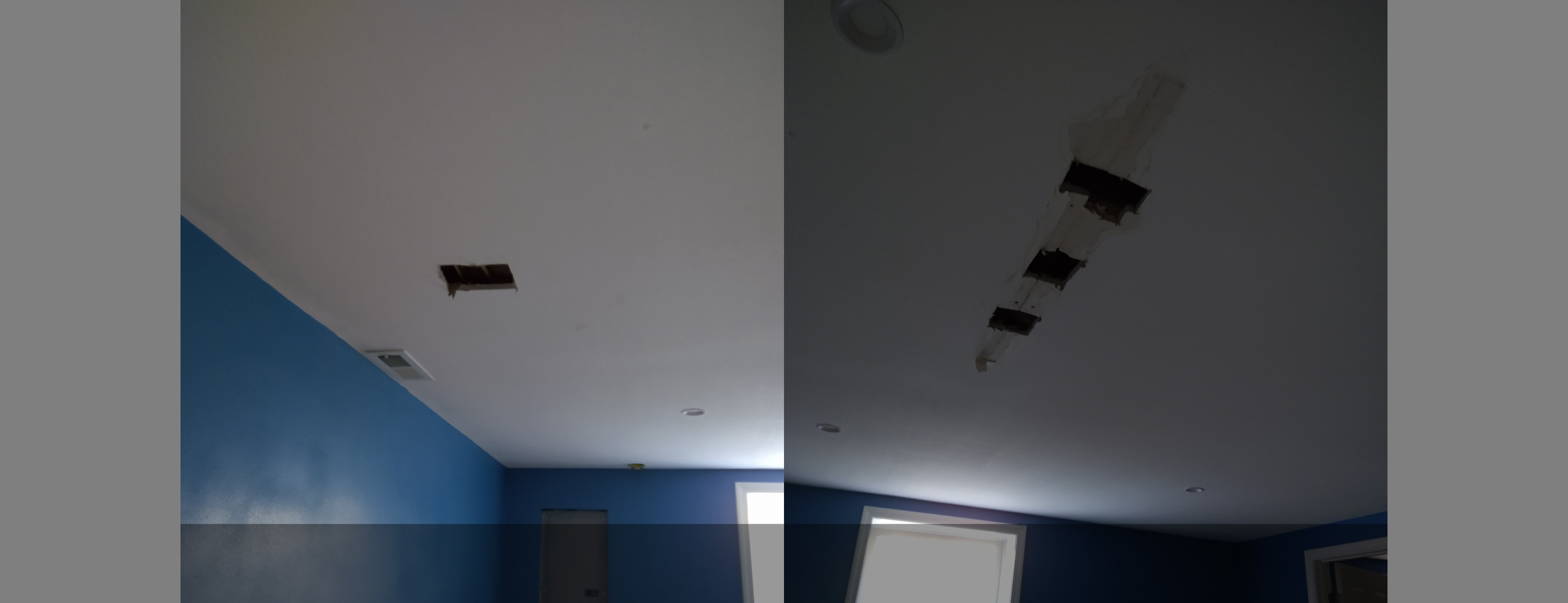 Before pictures of a second story ceiling patch job Mike did for a client