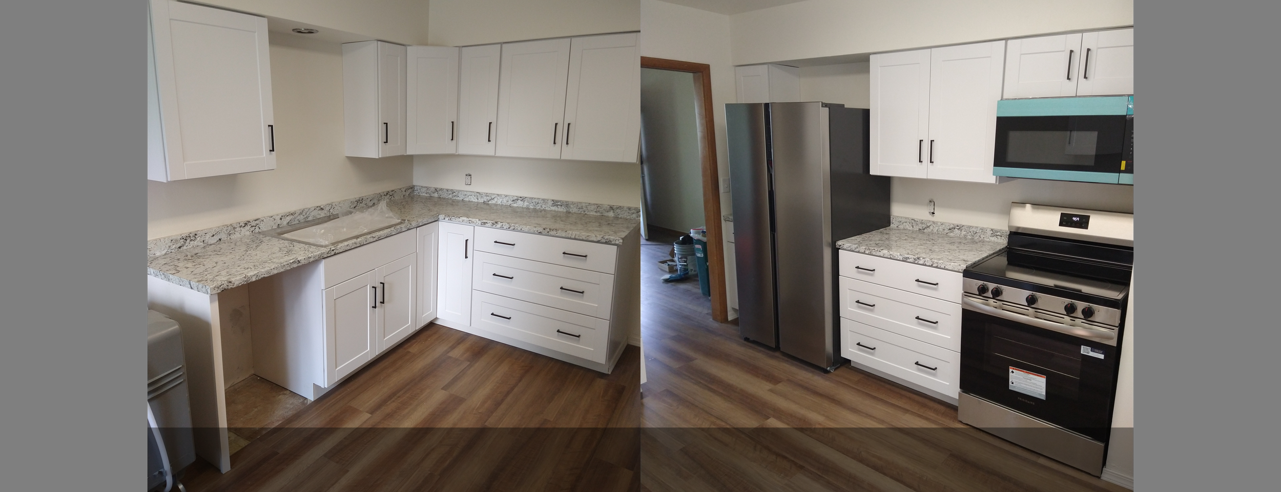 Pictures of the elaborate kitchen counter Mike built, installed, and remodeled for a client