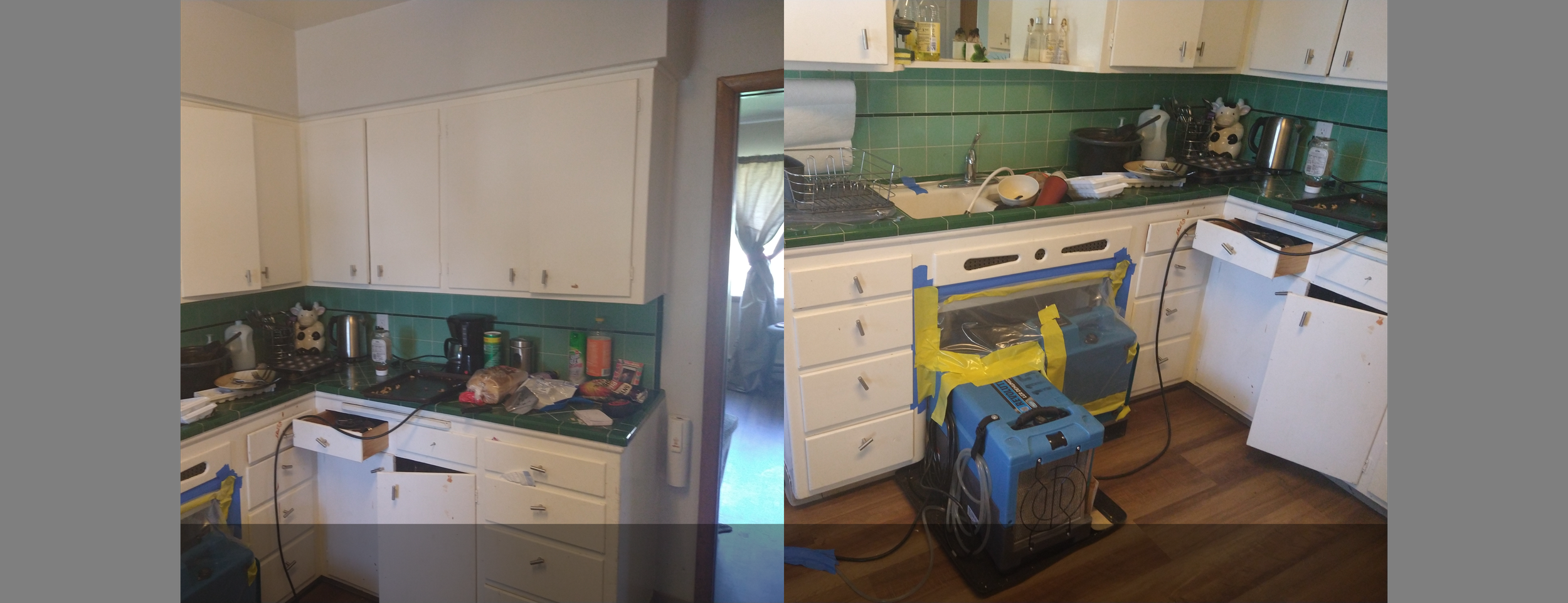 Before pictures of an elaborate kitchen counter remodel that Mike did for a client