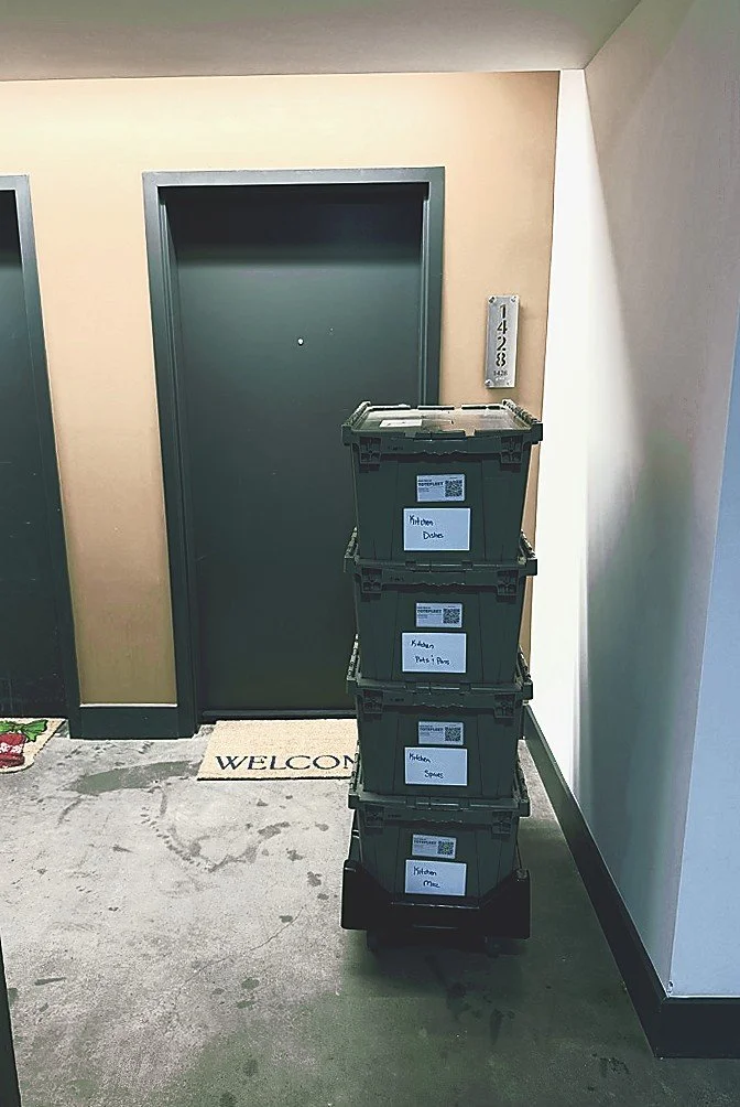stack at doorway	"How it works" Step 3 — We deliver to your door