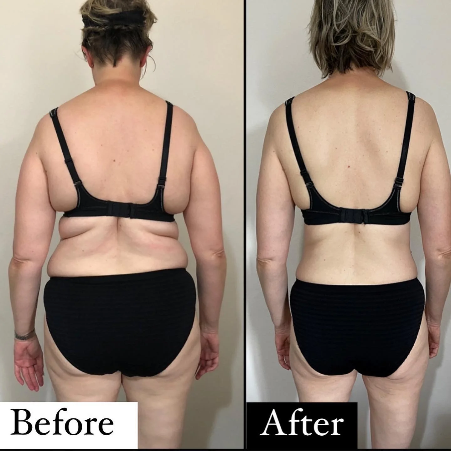 Female client with incredible 22kg weight loss with personal training and healthy diet