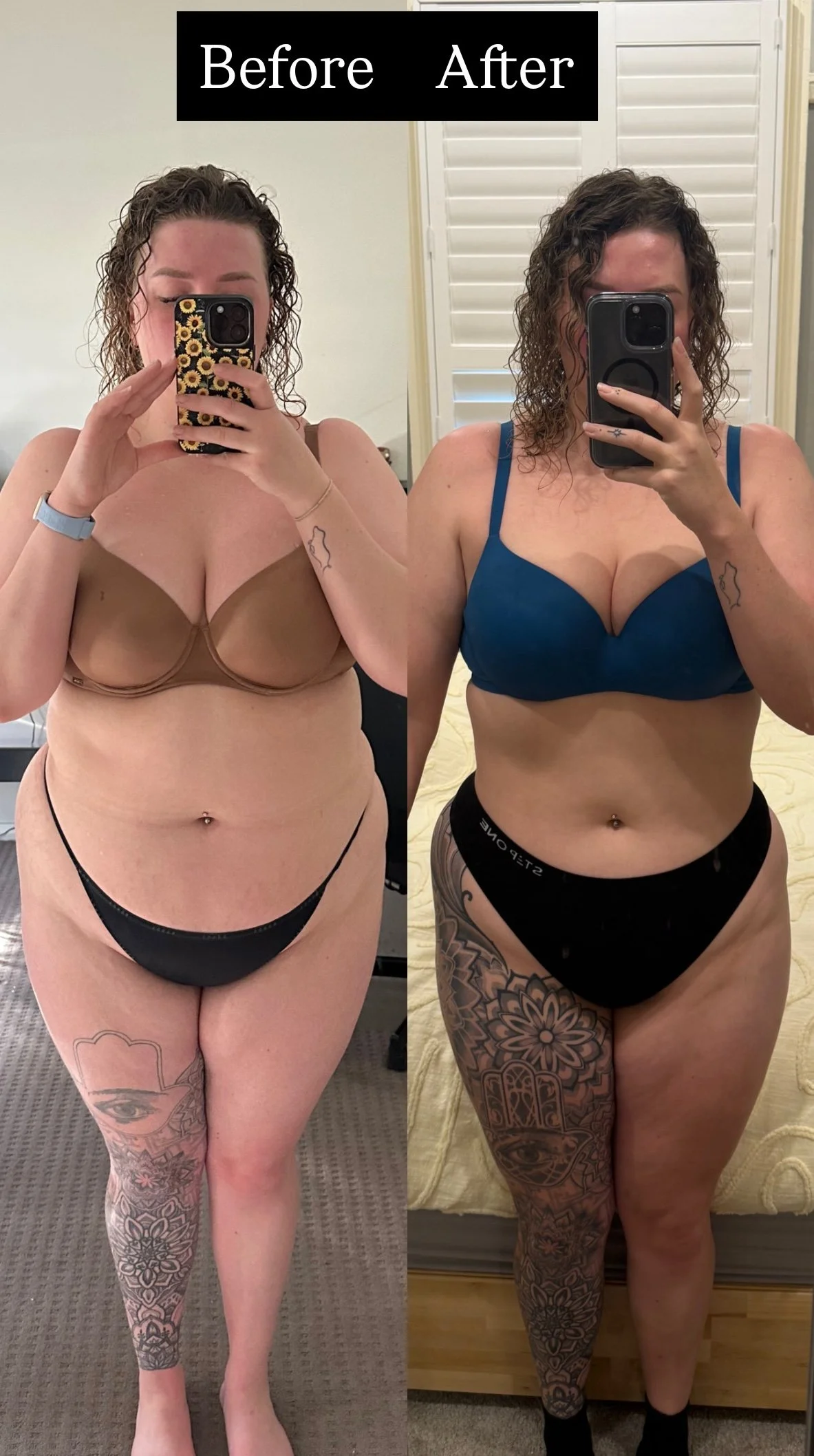 Client loosing 15kg showing her full body changes especially around her stomach
