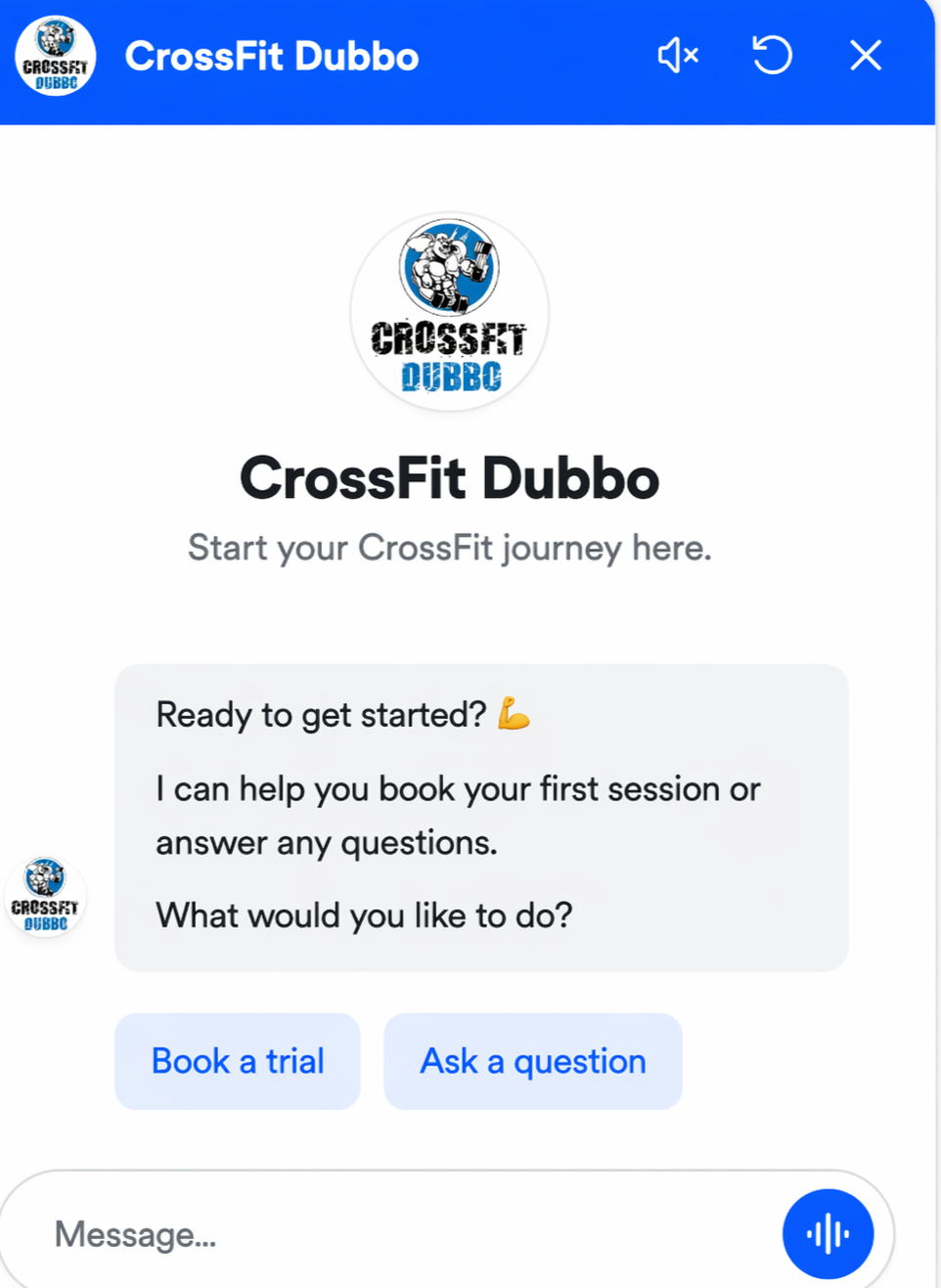 Automated chatbot lead capture system built for CrossFit Dubbo by Central West Systems