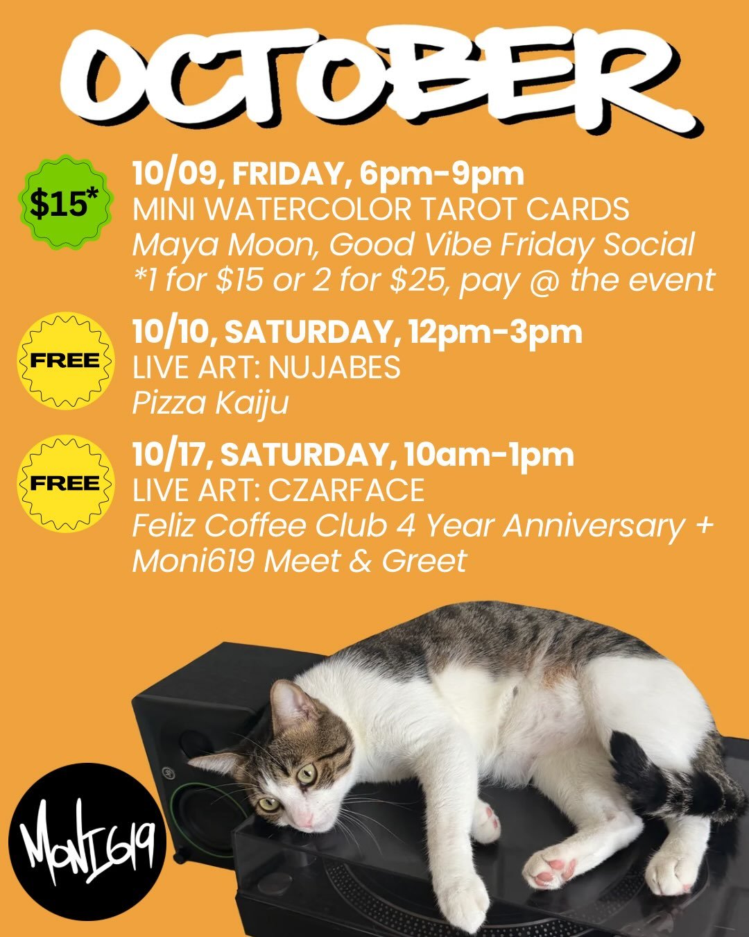 The theme for October - catch me if you can. Literally anywhere. More event flyers coming soon!
