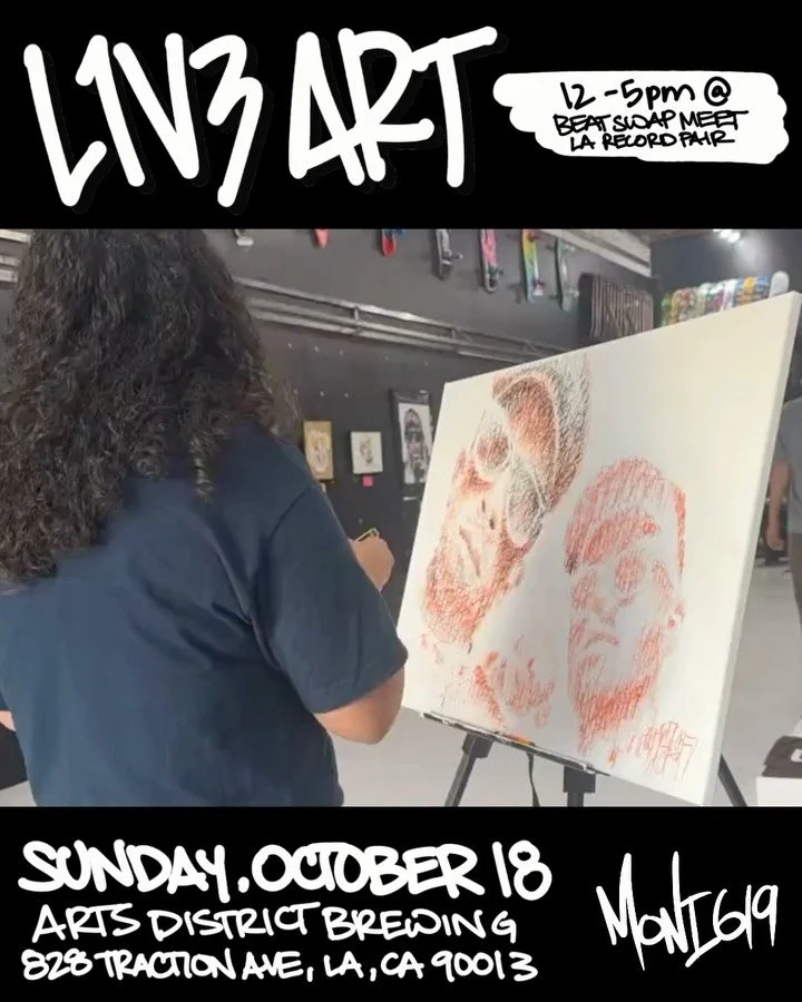 LOS ANGELES / SUNDAY, OCTOBER 18🚨I&rsquo;ll be doing my thing in your city for the @beatswapmeet at the @losangeles_recordfair from 12-5pm. I will have a little bit of merch but mostly will be working my molotows for a live art portrait of Pete Rock