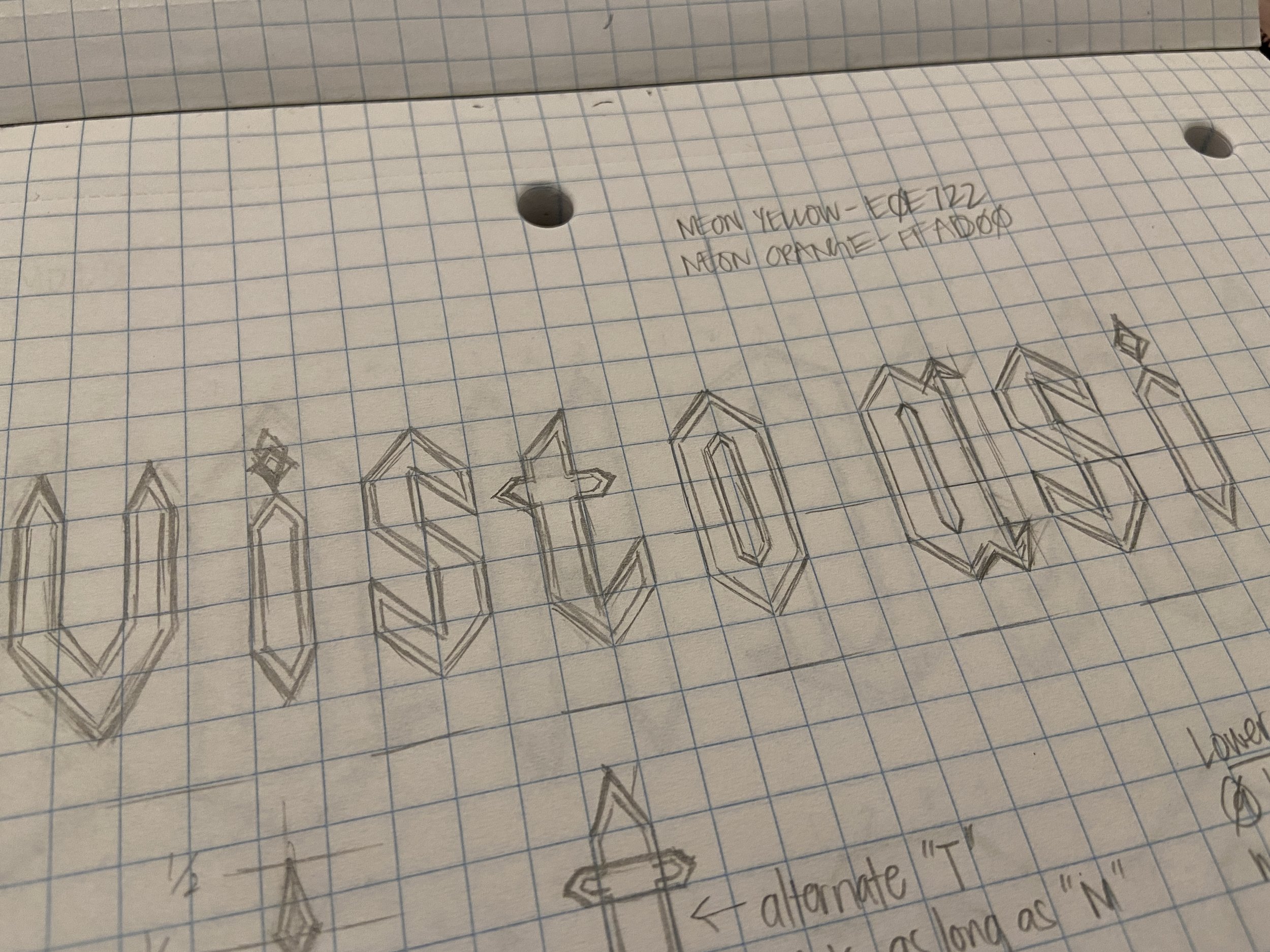 Sketches of custom font for collection