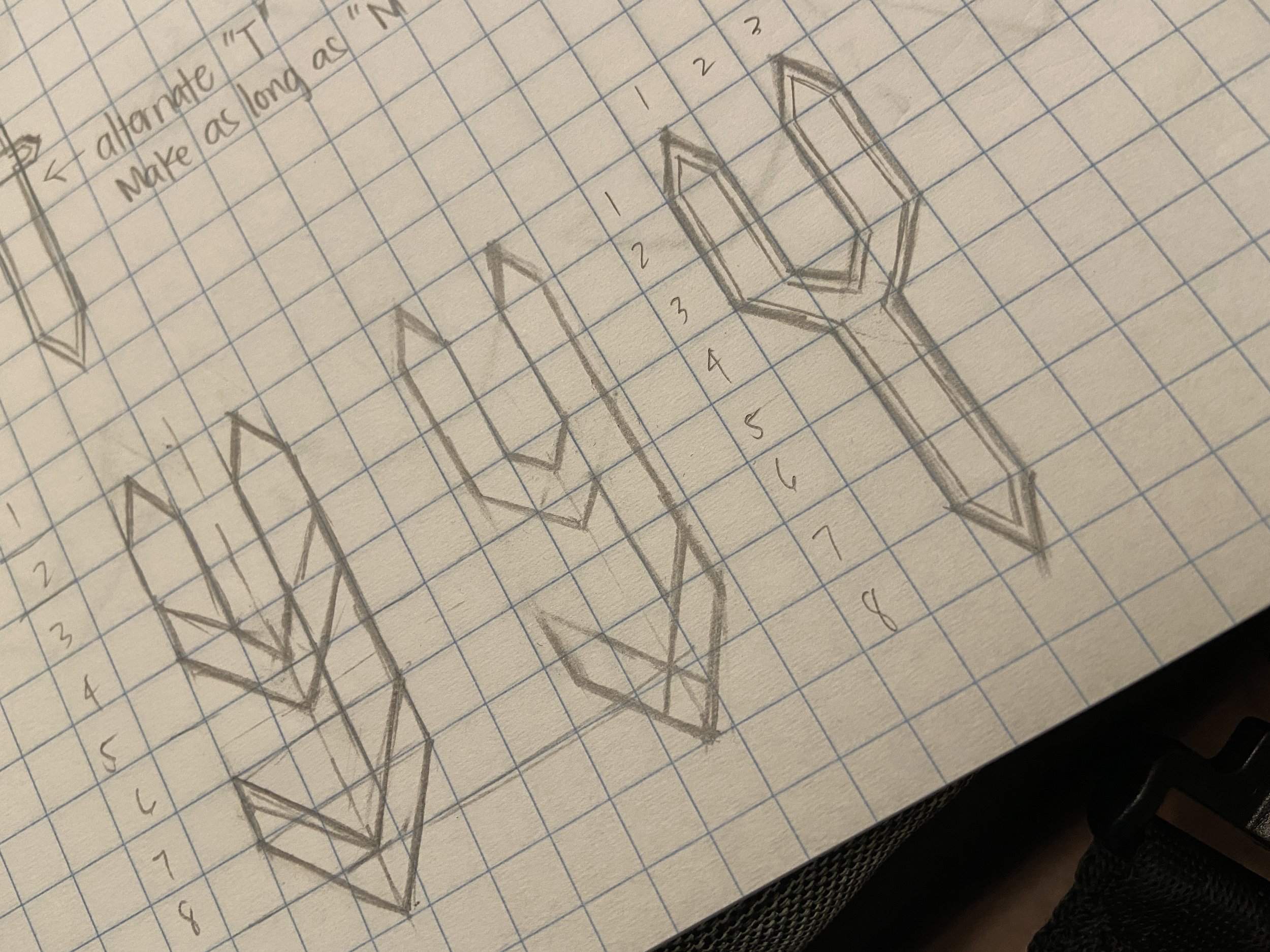 Sketches of custom font for collection