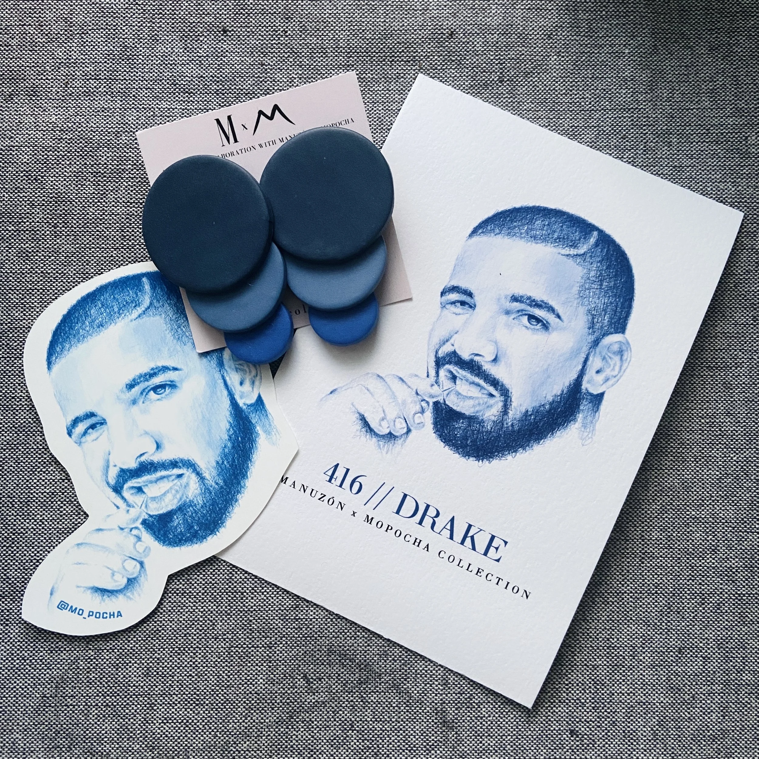 Drake Cascade Earring, Print, and Sticker