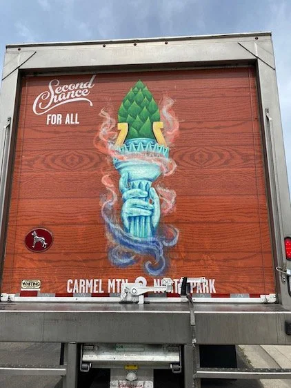Back of Delivery Truck with Hazy IPA Design
