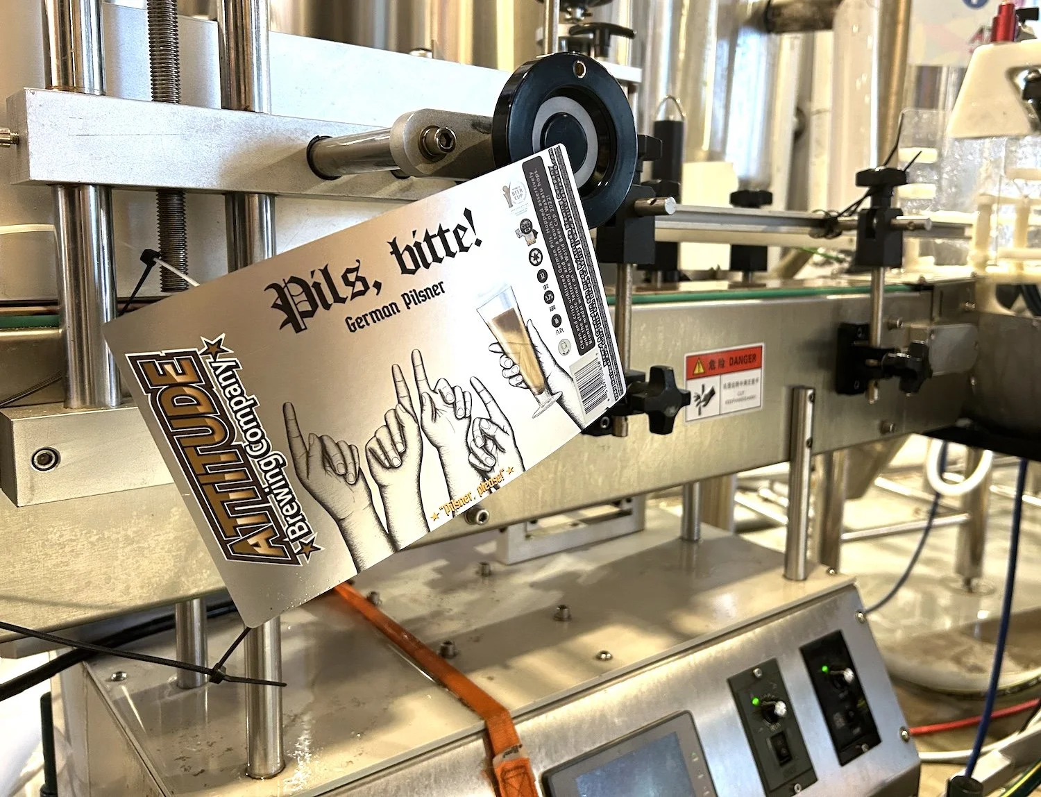 Pils, Bitte! can label during canning day