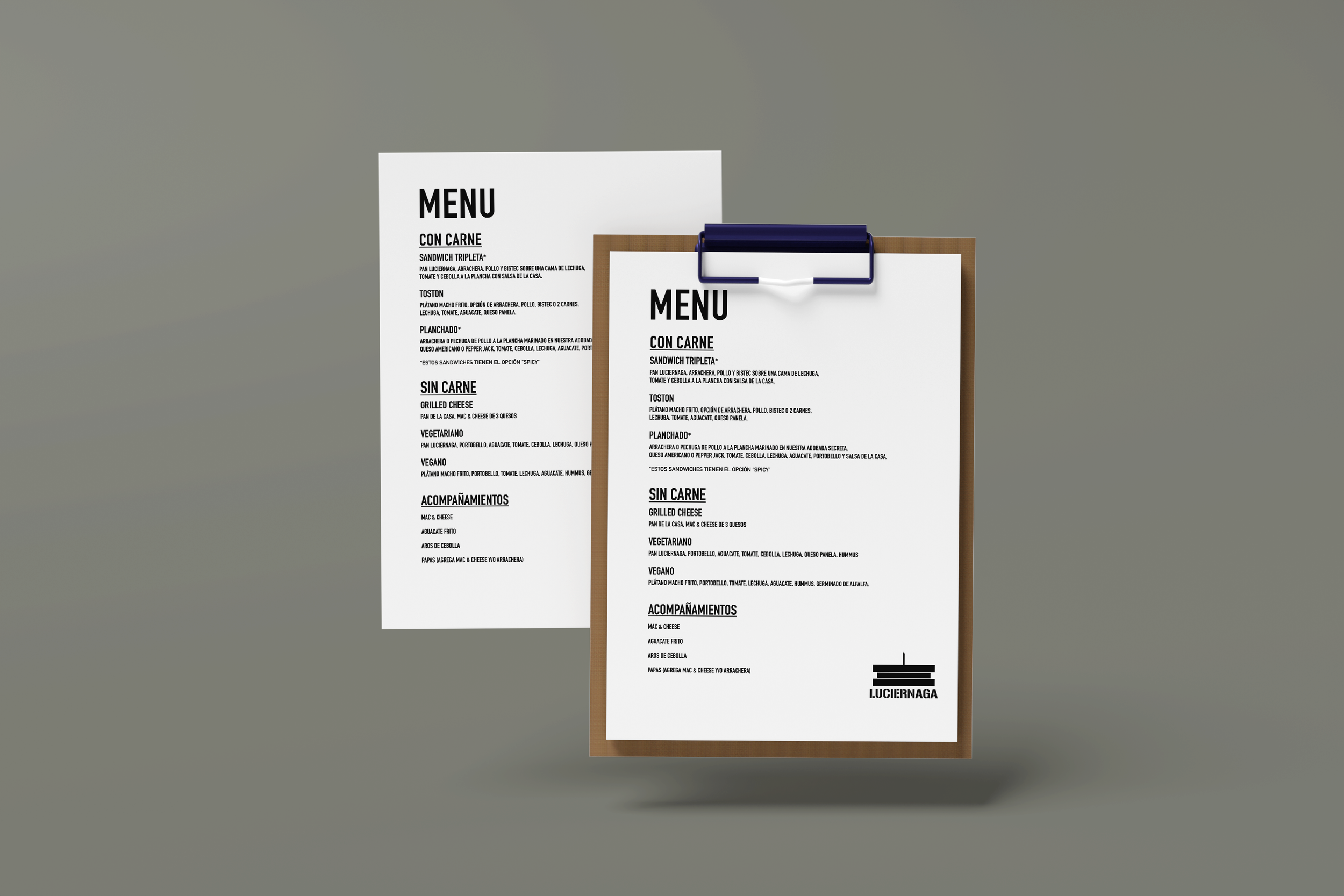 Luciernaga Menu mock up