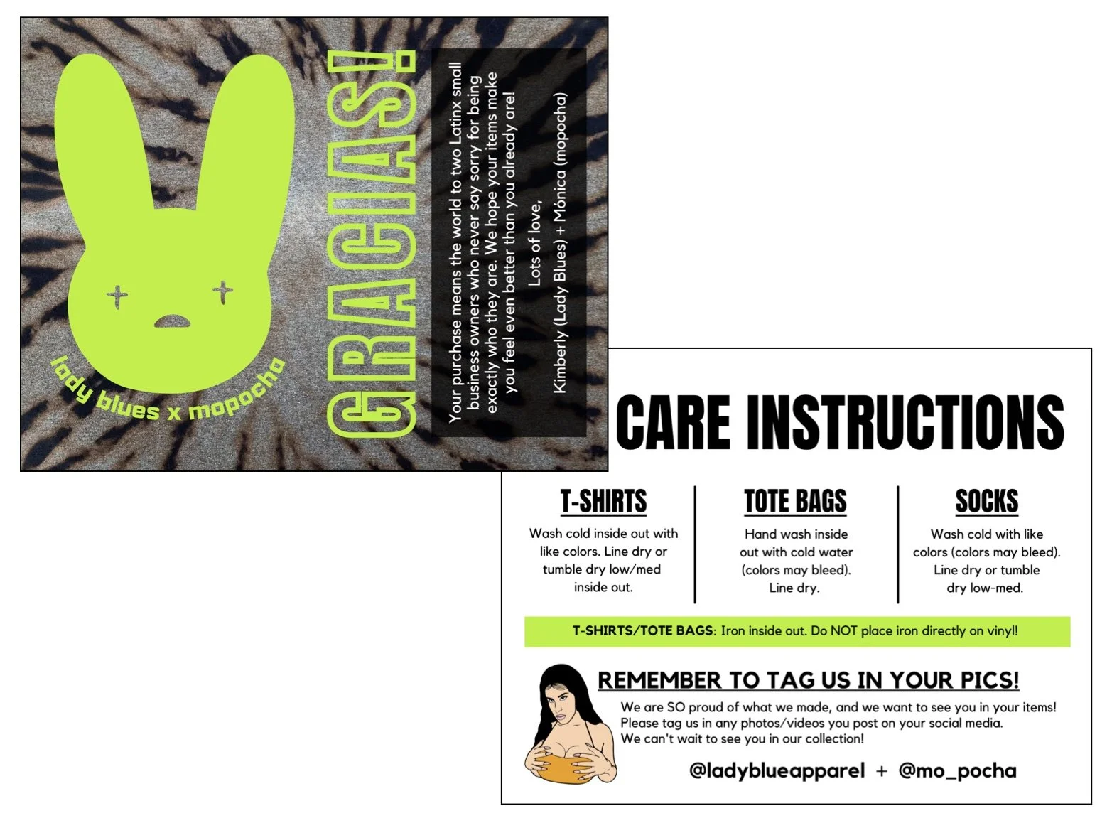 Thank You Card and Care Instructions