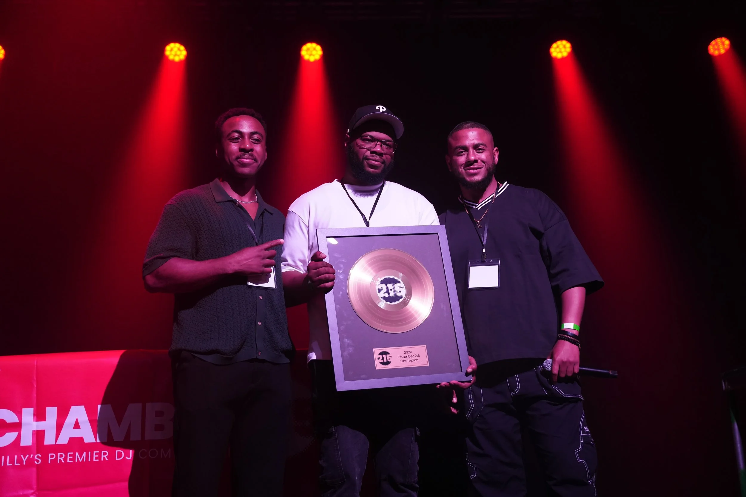 Ezekiel Thomas, DJ Don Will, and Brotha Taaj at the 2026 Chamber 215 finale at Franklin Music Hall